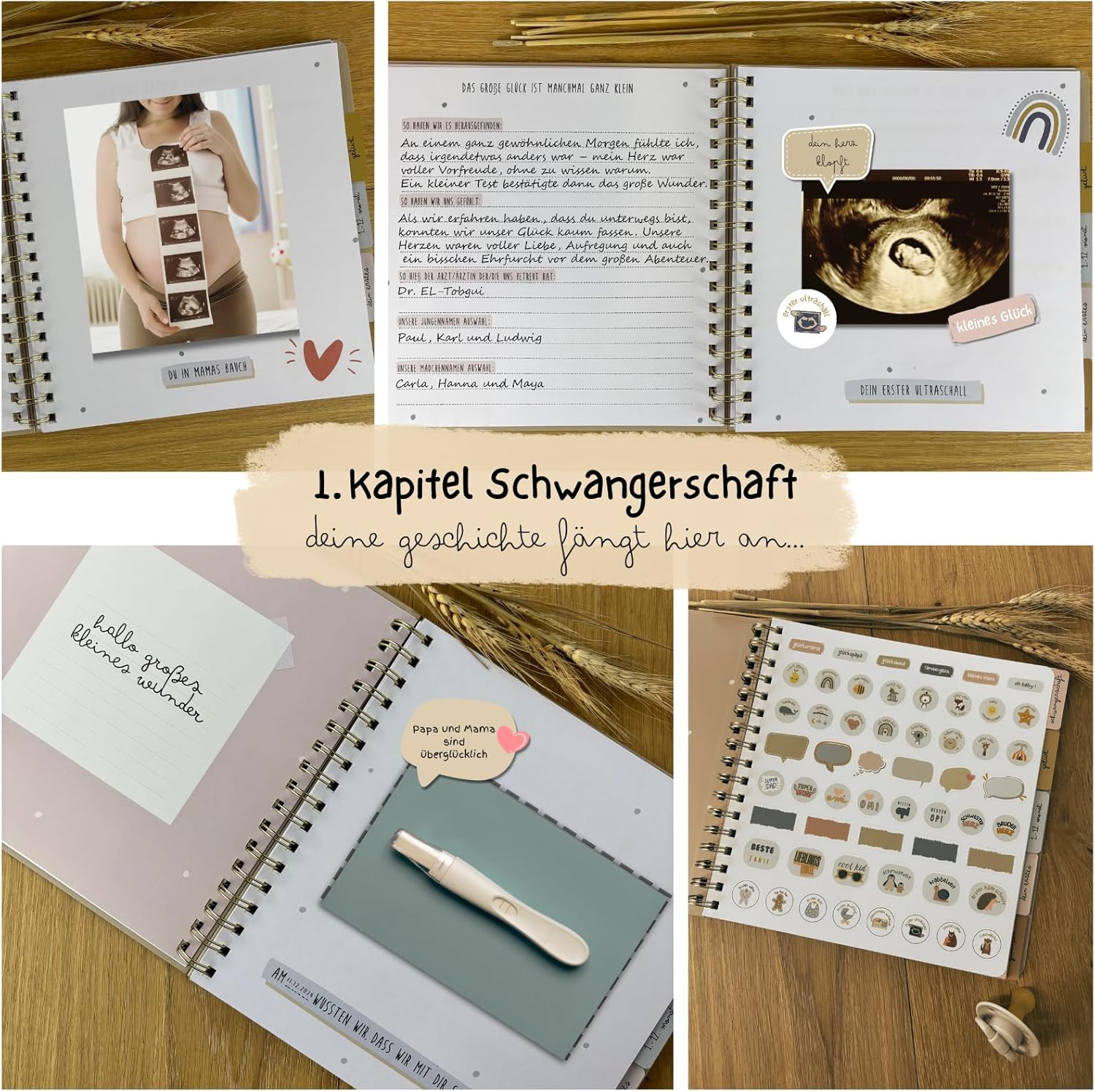 Baby Album My First Year, Memory Book to Fill In, Baby Diary with 5 Index Dividers and 54 Stickers image number 3