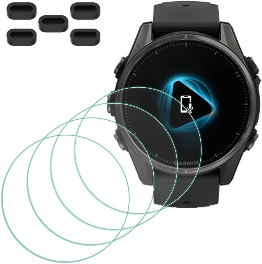 Screen Protector for Garmin Fenix 8-43Mm Sapphire Smartwatch [4 Pcs] + Anti-Dust Plugs 5Pcs, MTHGH Tempered Glass 9H Hardness Anti-Scratch Bubble Free Film Ultra-Thin Protective Cover image number 5