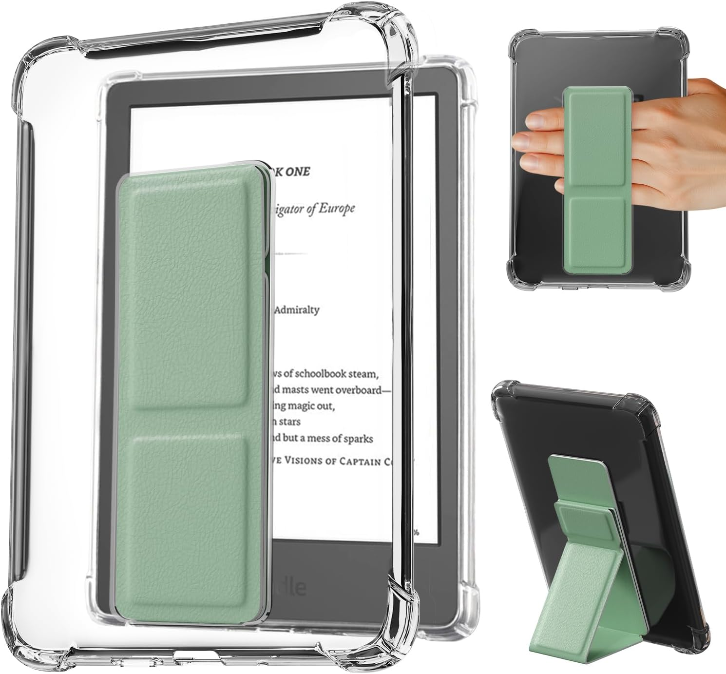 YAVIV Kindle Case for 11Th Gen 2024/2022 &ndash; Slim Clear Silicone Cover with Stand, Shockproof Soft TPU Protective Shell for 6" Kindle E-Reader, Clear Black