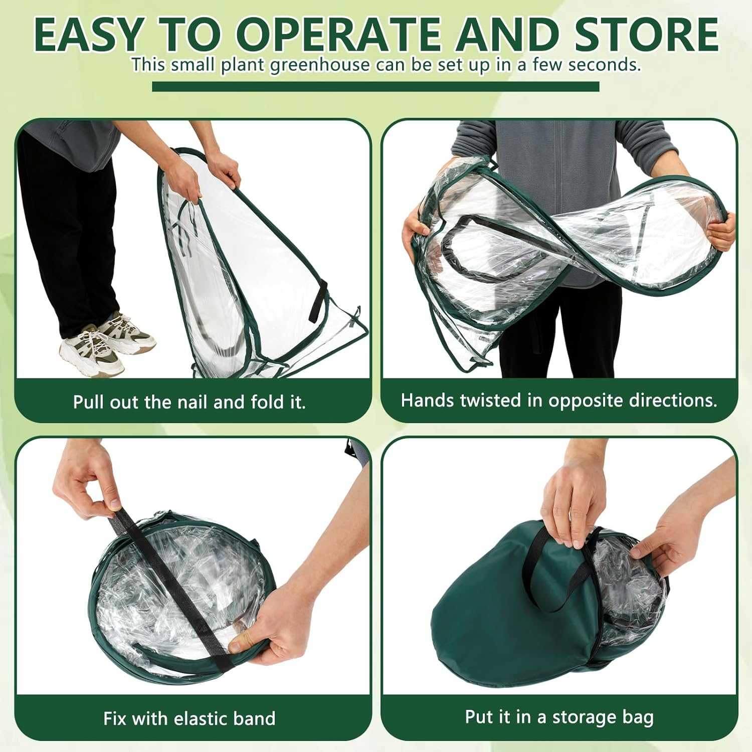 Pop up Greenhouse Cover, Mini Greenhouse Cover with Ground Stakes and Carry Bag, Indoor Outdoor Backyard PVC Flower Shelter, Small Sunshine Room for Cold Frost Protector Gardening Plants image number 1