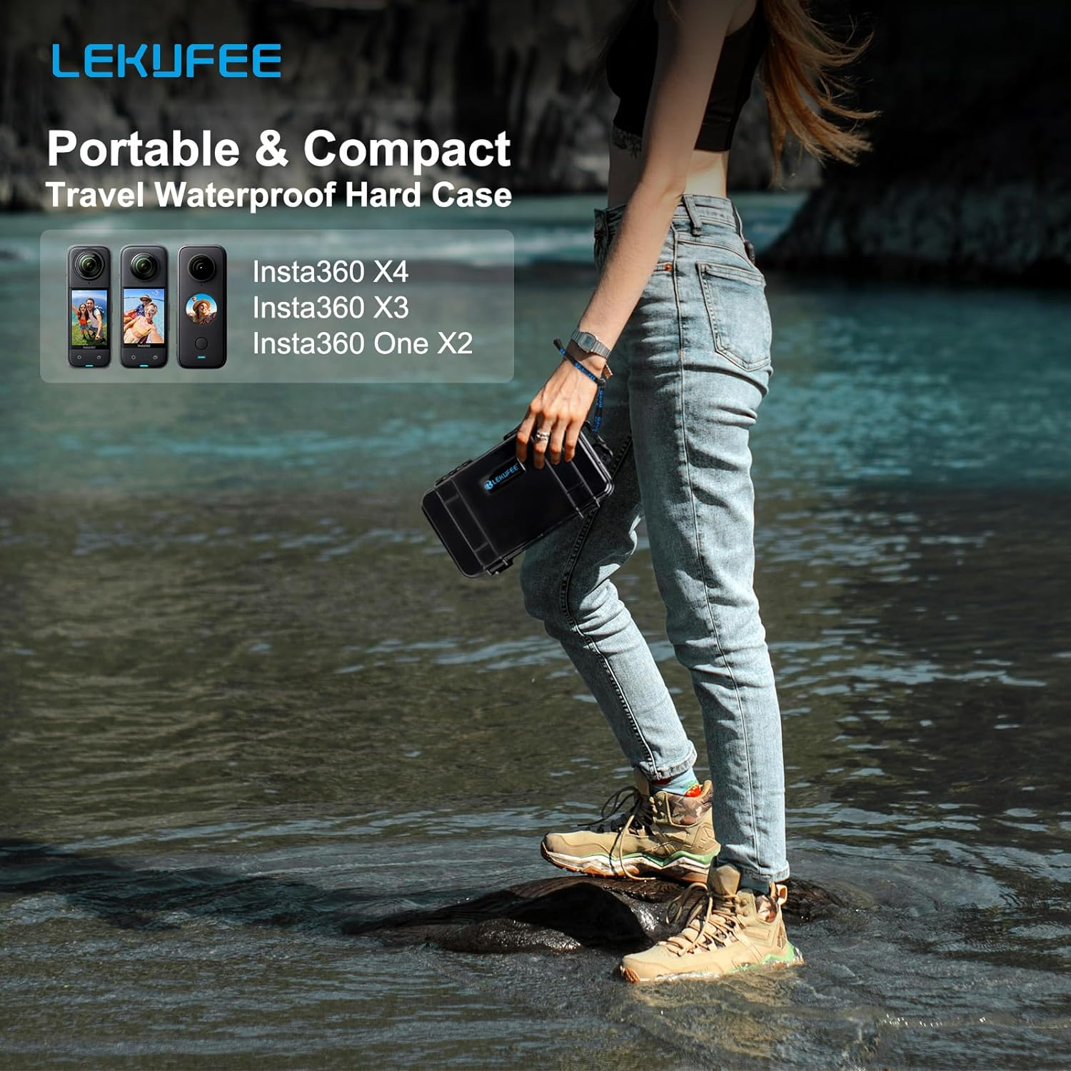 Lekufee Portable Waterproof Hard Case for Insta360 X5 / X4 / X3 Camera and Accessories(Case Only) image number 4