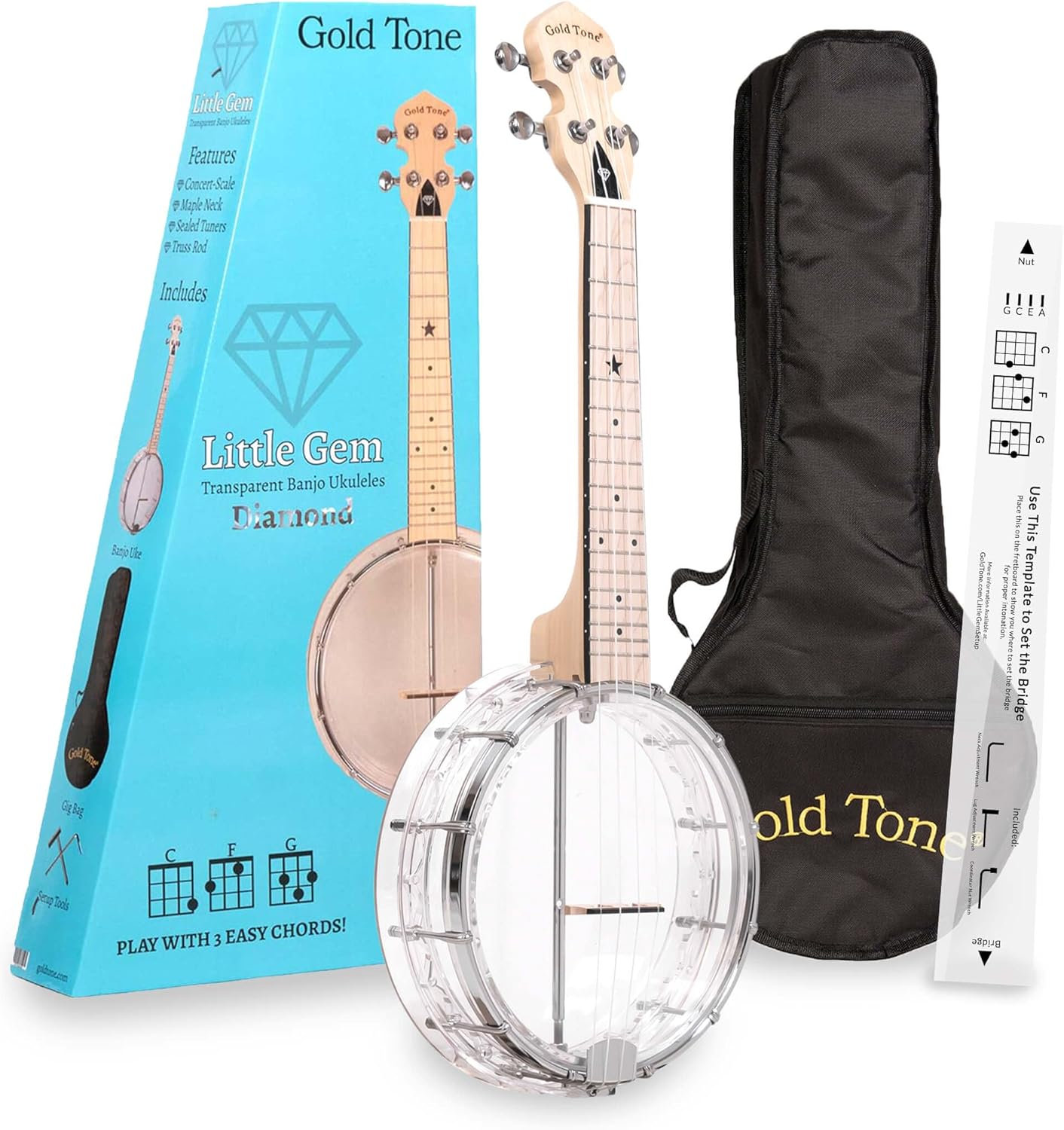 Gold Tone Little Gem Ukes, 4-String Ukulele, Right, Purple (LG-A)