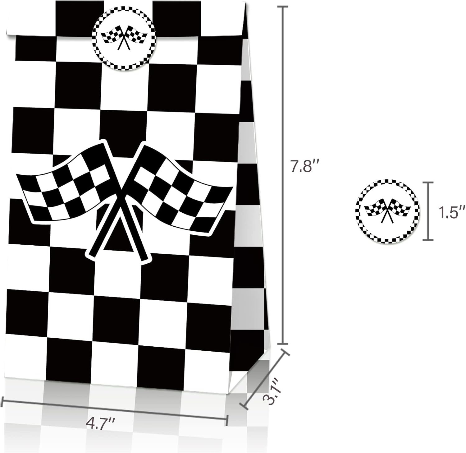 PEKGLOW 24 Pcs Racing Car Candy Bags Racing Car Party Decorations Racing Car Gift Bags Checkered Racing Treat Bags Race Car Party Favors Bags Black and White Checkered Racing Flag Candy Bags Racing Car Party Favor Bags Kraft Paper Bags Goodie Bags Paper Gift Bags Black and White Race Car Favor Bags Kraft Paper Popcorn Boxes for Racing Car Birthday Decorations Racing Car Party Favors Racing Car Themed Birthday Decorations Fast Two Party Decorations Fast Race Car Birthday Party Decorations Truck Cars Birthday Party Decorations Fast One Party Decorations Fast Two Birthday Decorations Fast One Birthday Decorations