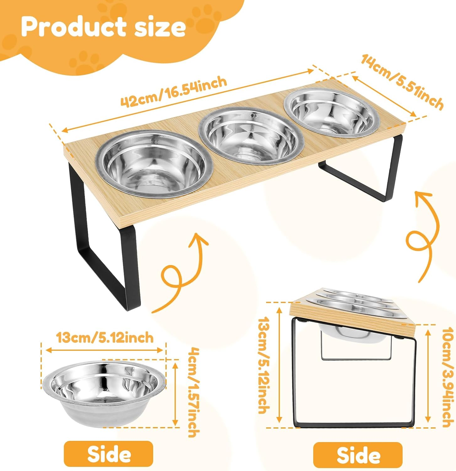 Awobepl Elevated Cat Bowls Wood Cat Bowl Stand 15&deg; Inclined Elevated Cat Food Feeder Easy to Install Raised Feeder Flexible image number 6