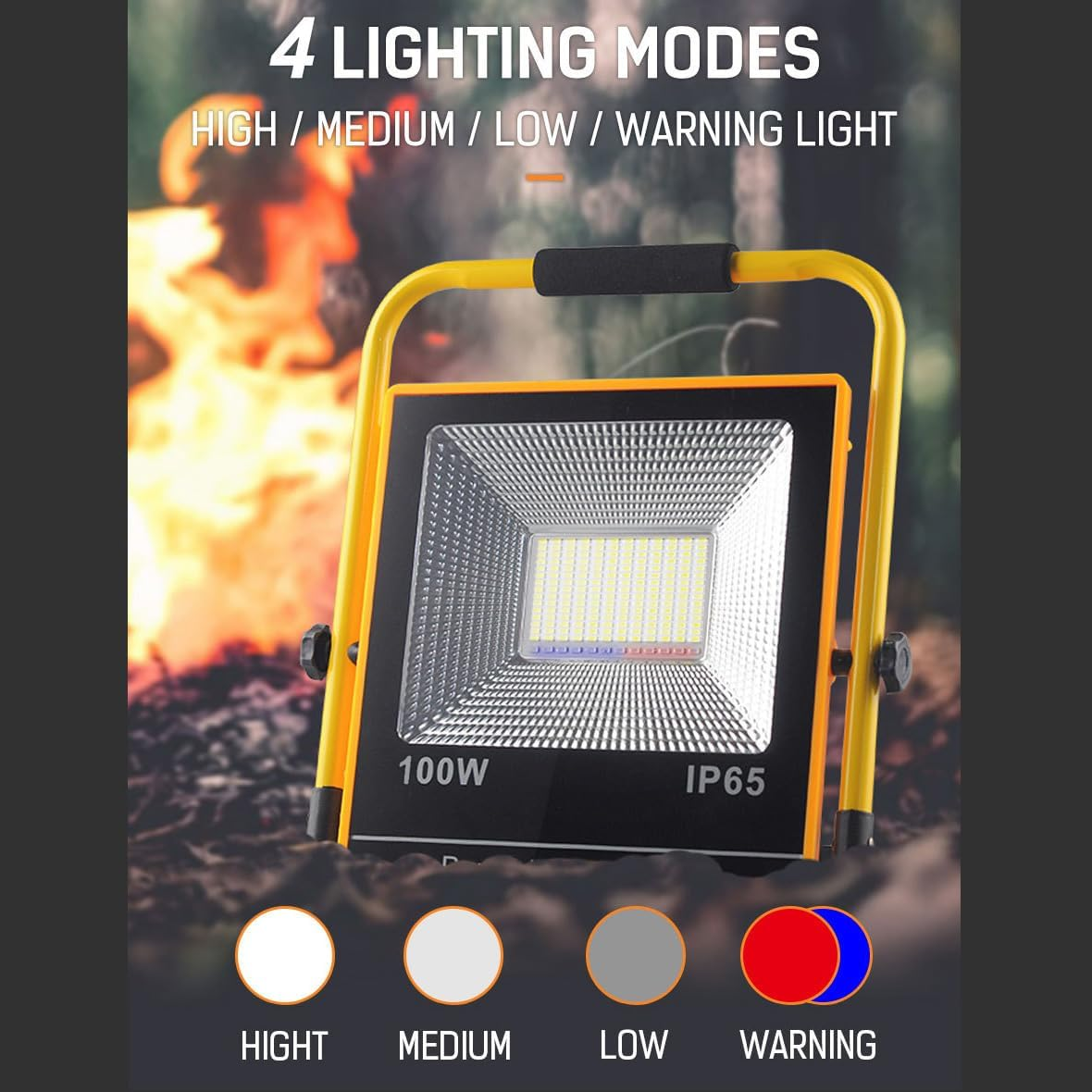 Ledlabs 100W Solar LED Flood Light - Rechargeable Outdoor Emergency Light with 4 Lighting Modes | IP65 Waterproof | 18H Runtime | for Power Outages, Construction, Camping image number 5