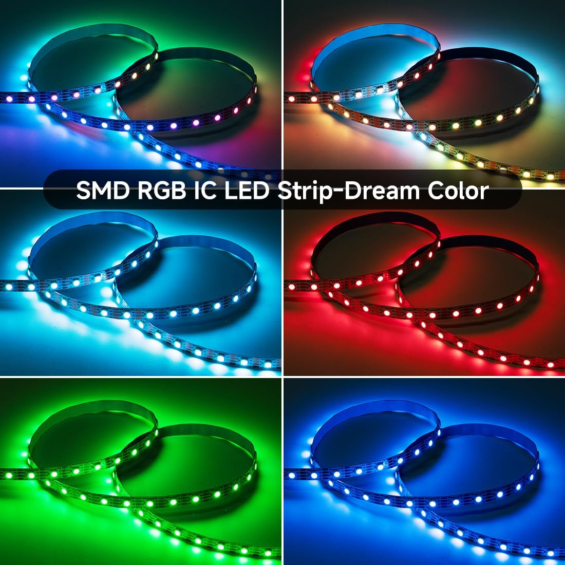 SEZO WS2815 LED Strip Light (Upgraded WS2812B) 5M 60Leds/M Dream Colour Individually Addressable RGB 5050SMD Dual Signal WS2813 LED Flexible Light Strip IP30 Non-Waterproof DC12V Black PCB image number 3