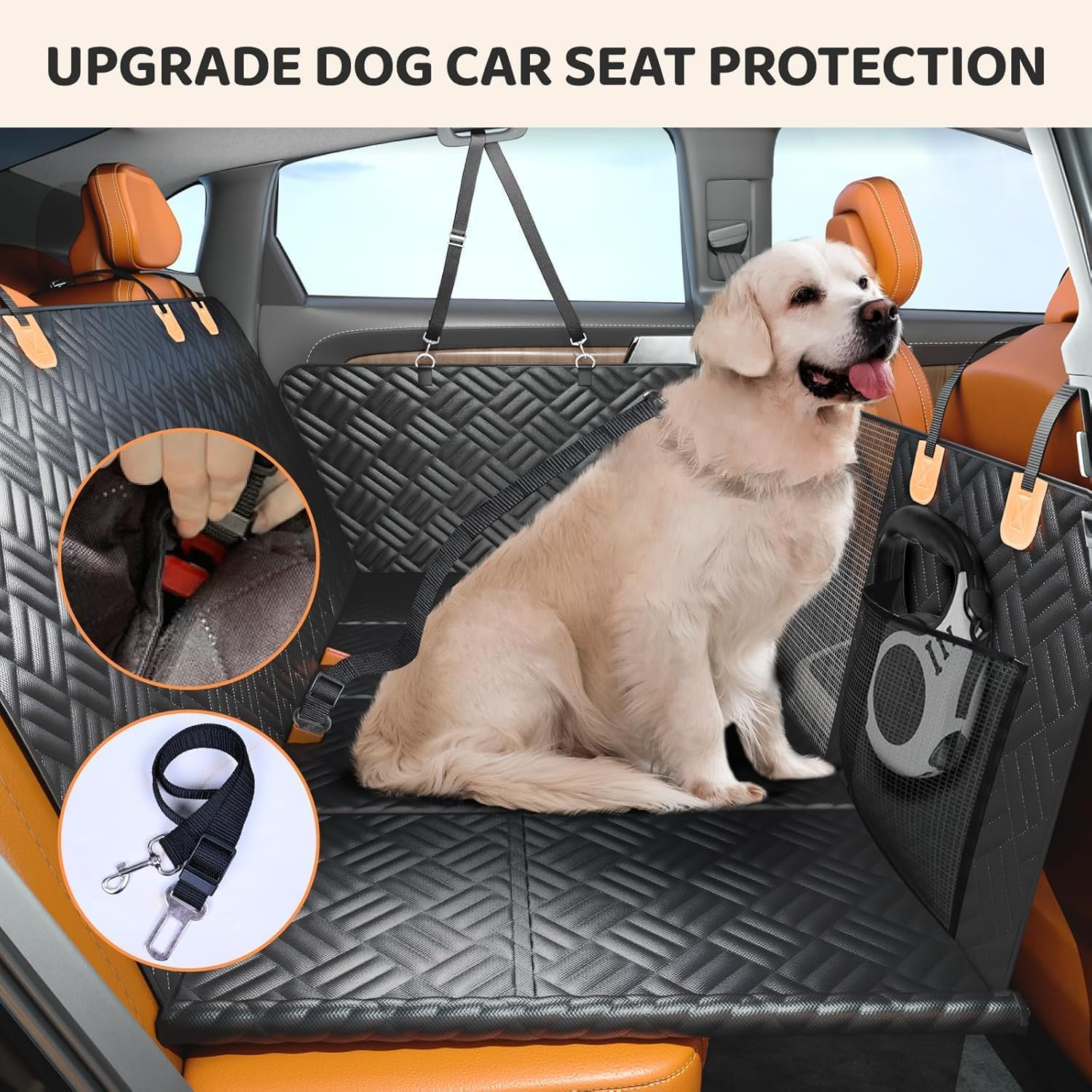 Aymxcls Dog Car Seat Cover for Back Seat, Hard Bottom Back Seat Extender for Dogs, Back Seat Pet Cover, Dog Hammock for Car SUV and Trucks - Supports 160Kg image number 5