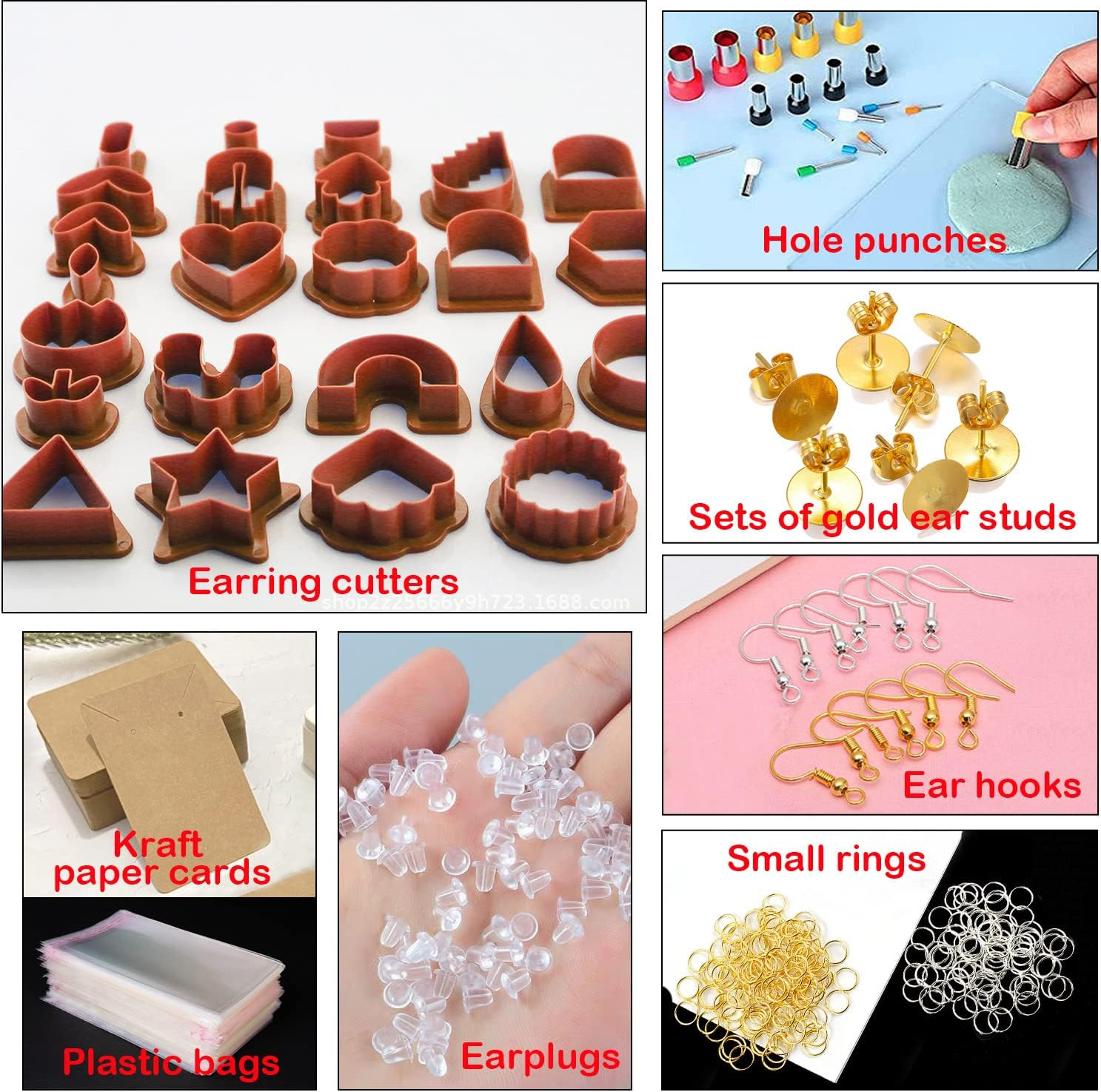 Taicols 142 Pcs Polymer Clay Cutters, Clay Cutters Set, Multi Shapes Clay Polymer Earring Cutters with Earring Studs and Hooks, DIY Polymer Clay Plastic Jewelry Earrings Making (Rust Red)