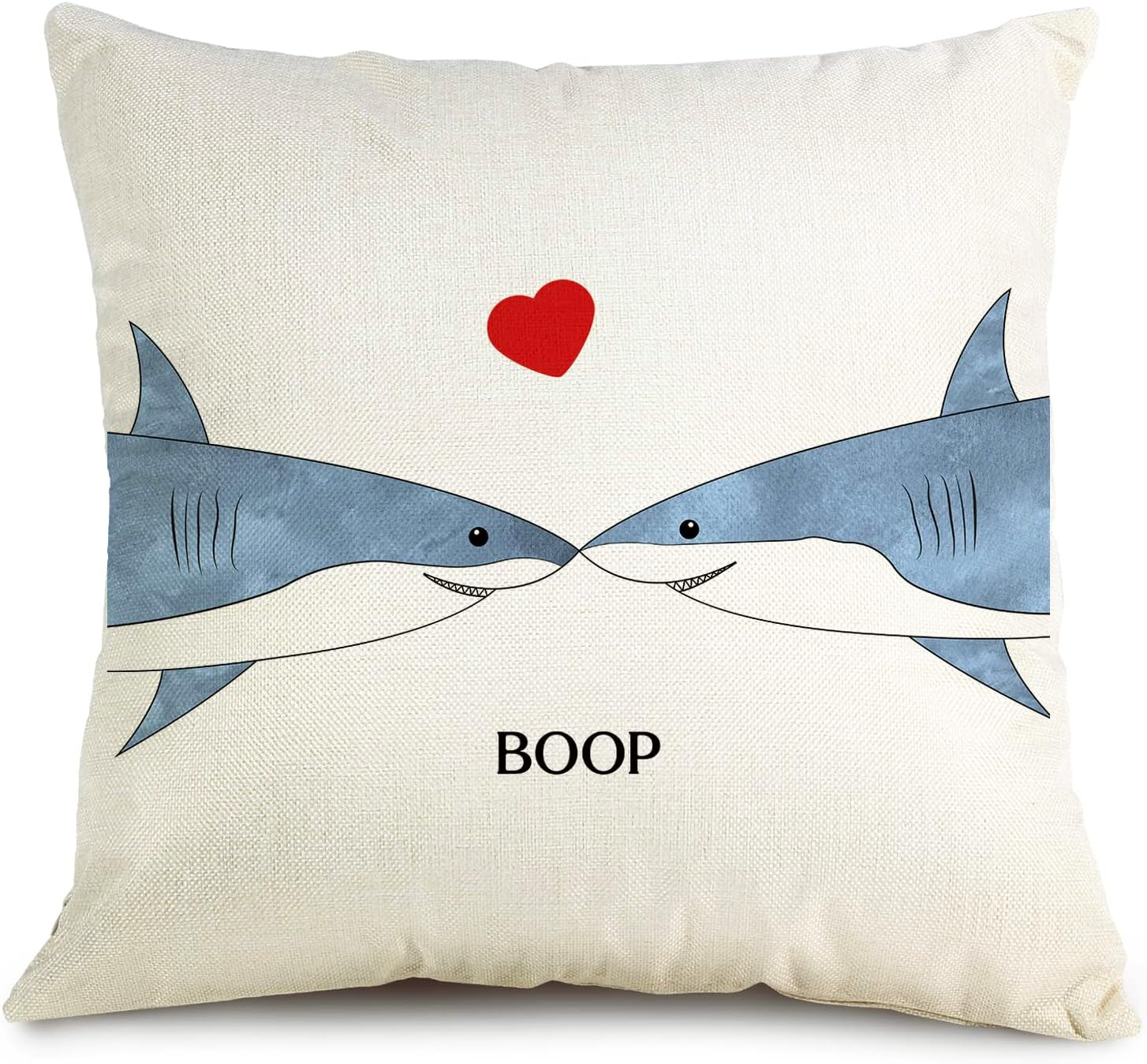 Ocean Animals Themed Shark Throw Pillow Cover, Boop Pillowcase, Funny Birthday Gift, Valentine'S Day Decor for Home Bedroom Sofa Living Room, 18X18 Inch (8D328) image number 5