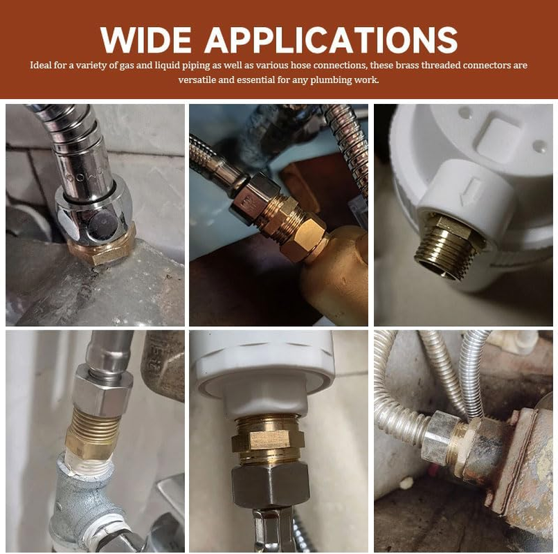 2 PCS 1/2" Male BSP Thread Brass Pipe Connector image number 2