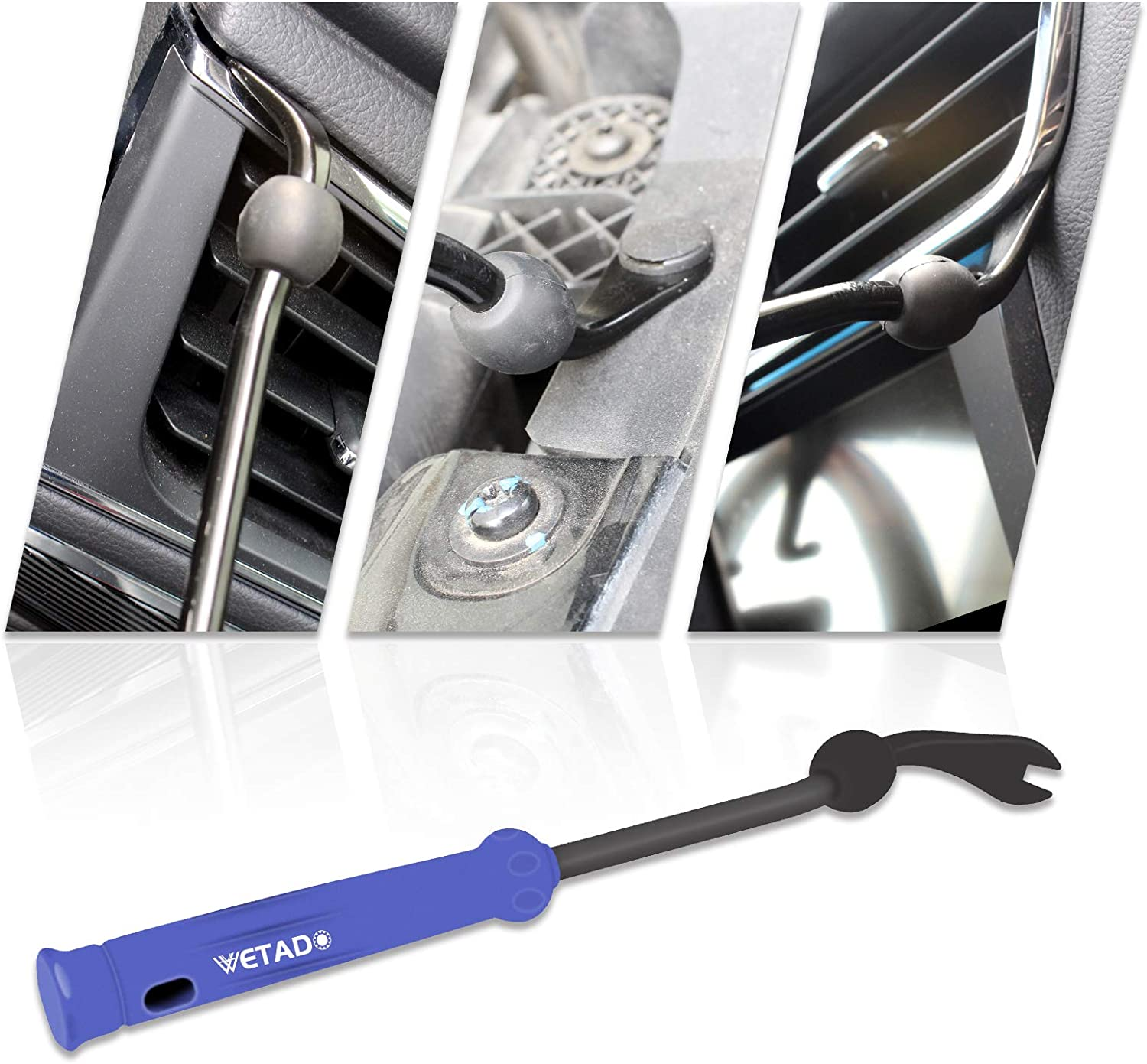 Wetado Trim Removal Tool, Car Upholstery Repair Kit, Car Door Audio Panel Trim Removal Set, Fastener Terminal Remover Tool Set Clips Pry Kit Auto Clip Pliers (8PCS Blue) image number 2