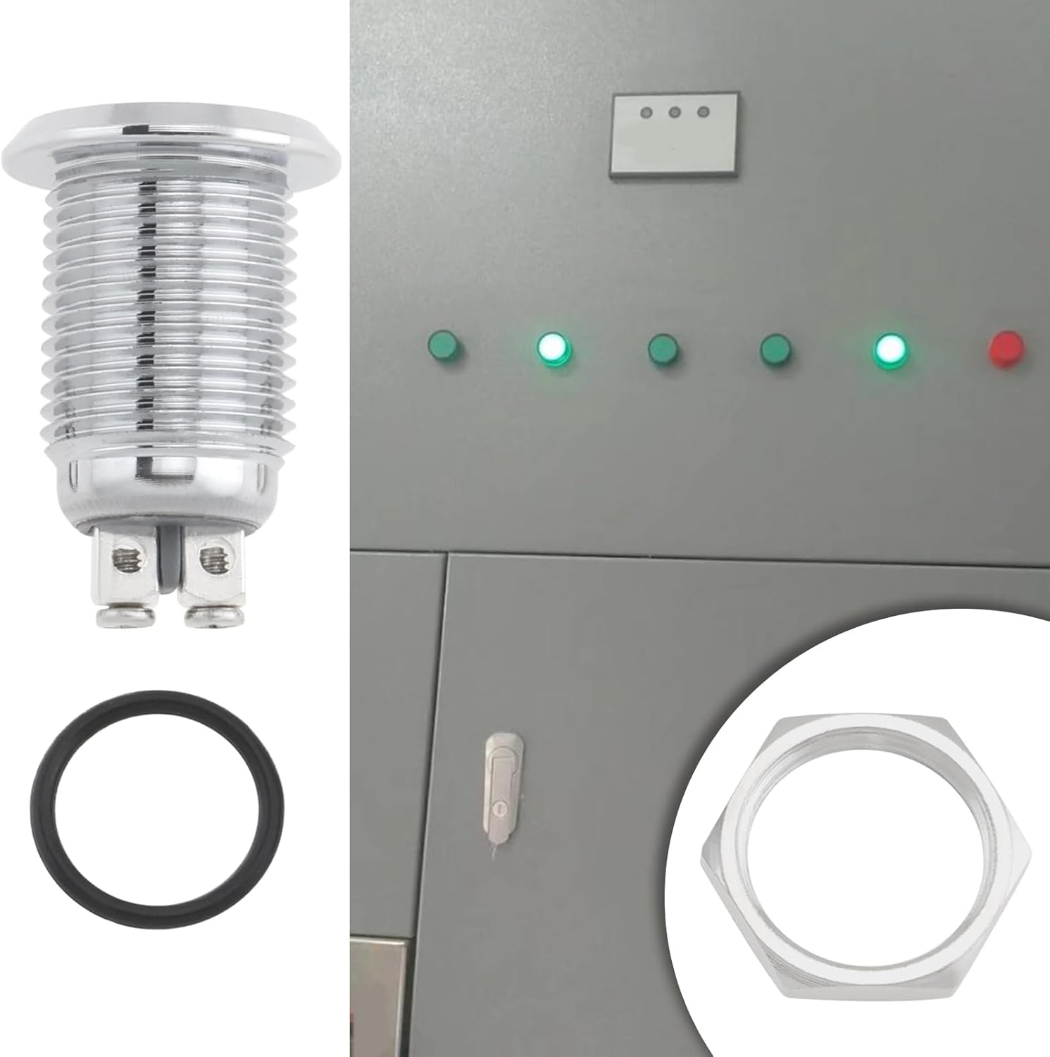 VGOL 2Pcs 12Mm Red Flat Stainless Steel Screw Foot Signal Indicator 12-24V for Signal Lights in Vehicles Control Cabinets Other Applications - Red image number 5