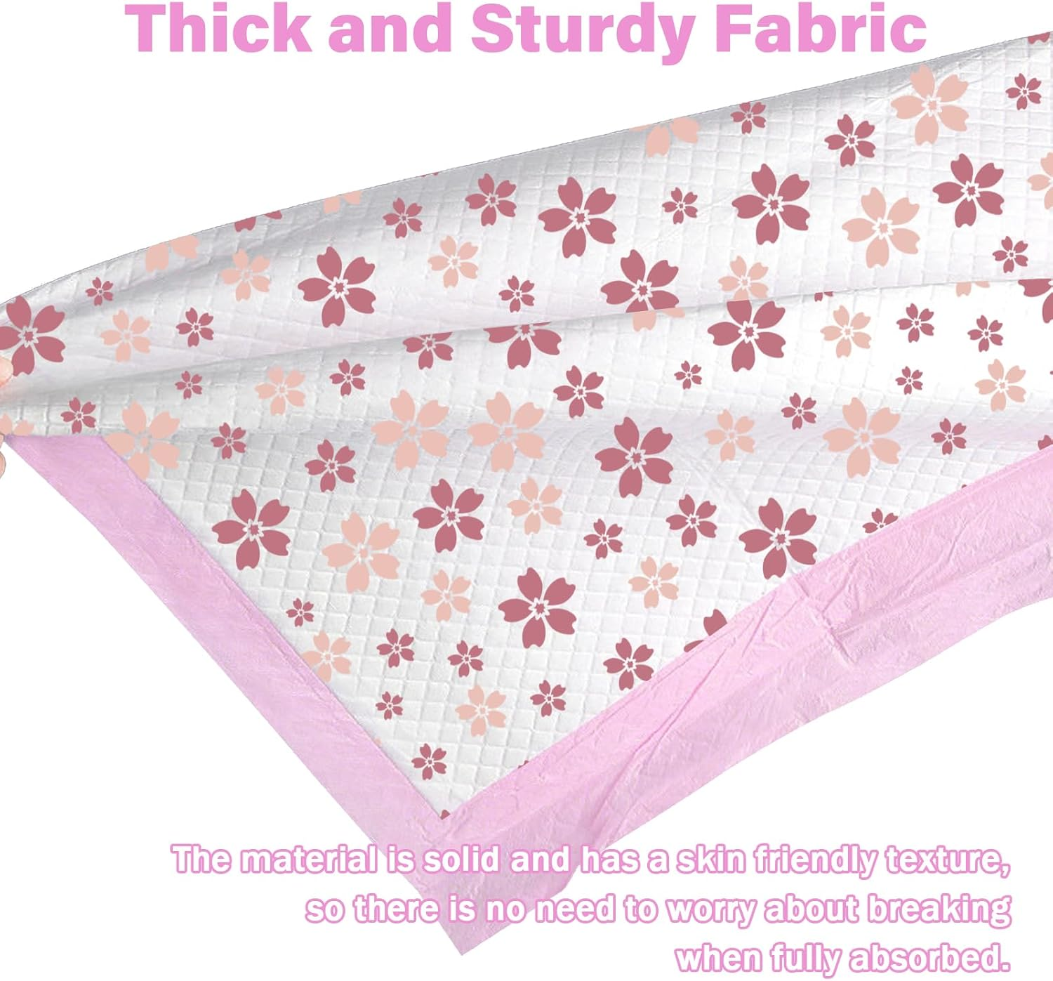 Disposable Changing Pad Liners for Baby 17 X 13 Inches (50 Pack) Absorbent Waterproof Underpads Incontinence Care Soft Non-Woven Fabric Breathable Changing Pad (Cherry Blossom) image number 1