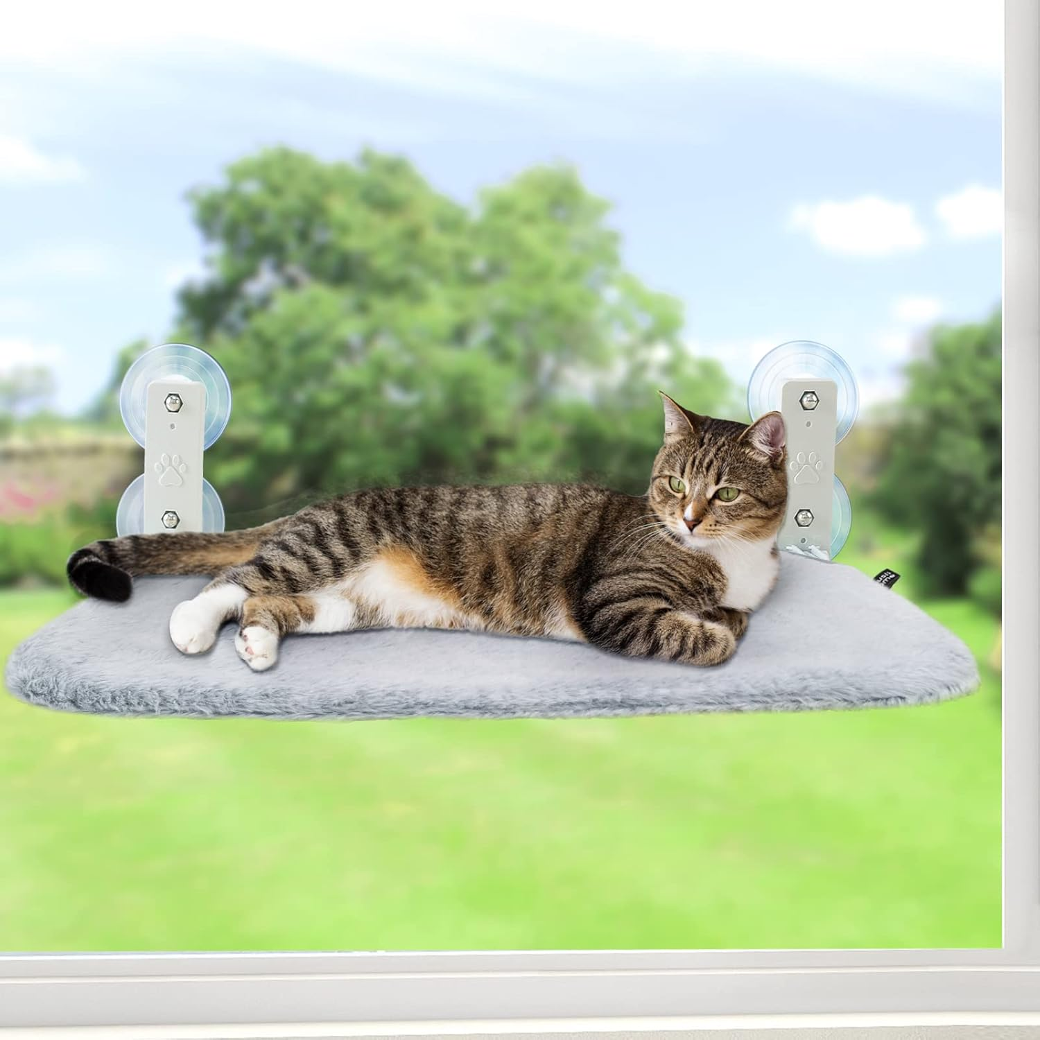 GUUSII HOME Cat Hammock Window Lounger Window Cat Bed Cat Hammock Holds up to 25 Kg (Grey, M) image number 4