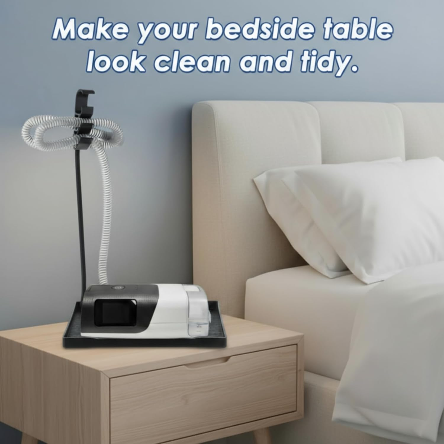 Geiserailie CPAP Hose Holder, Mask and Tube Hanger Mat for CPAP Machine, CPAP Supplies for Bedside Organizer with Hook, CPAP Nightstand Accessories Hose Hook for Women & Man, Travel CPAP Mask Stand image number 2