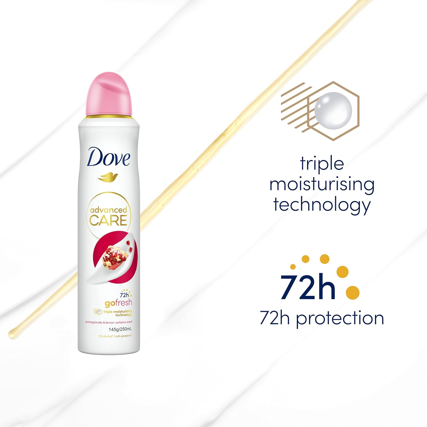 Dove Advanced Care Go Fresh Pomegranate & Lemon Verbena 72H Antiperspirant Deodorant 250 Ml image number 3