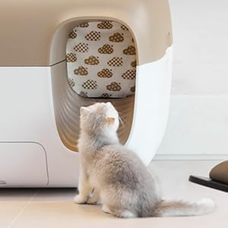 Petsnowy Self Cleaning Cat Litter Box Door Curtain Automatic Cat Litter Box Twelve Constellations Door Curtain - Classic Pattern image number 3