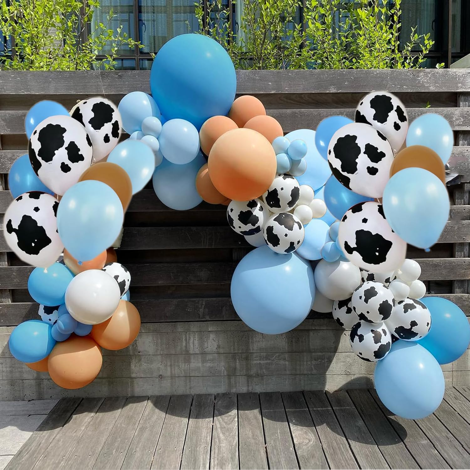 XIPEGPA 158 PCS Blue Cow Balloons Arch Garland Kit Party Decorations for Baby Shower Birthday Farm Western Cowboy Theme Supplies image number 4