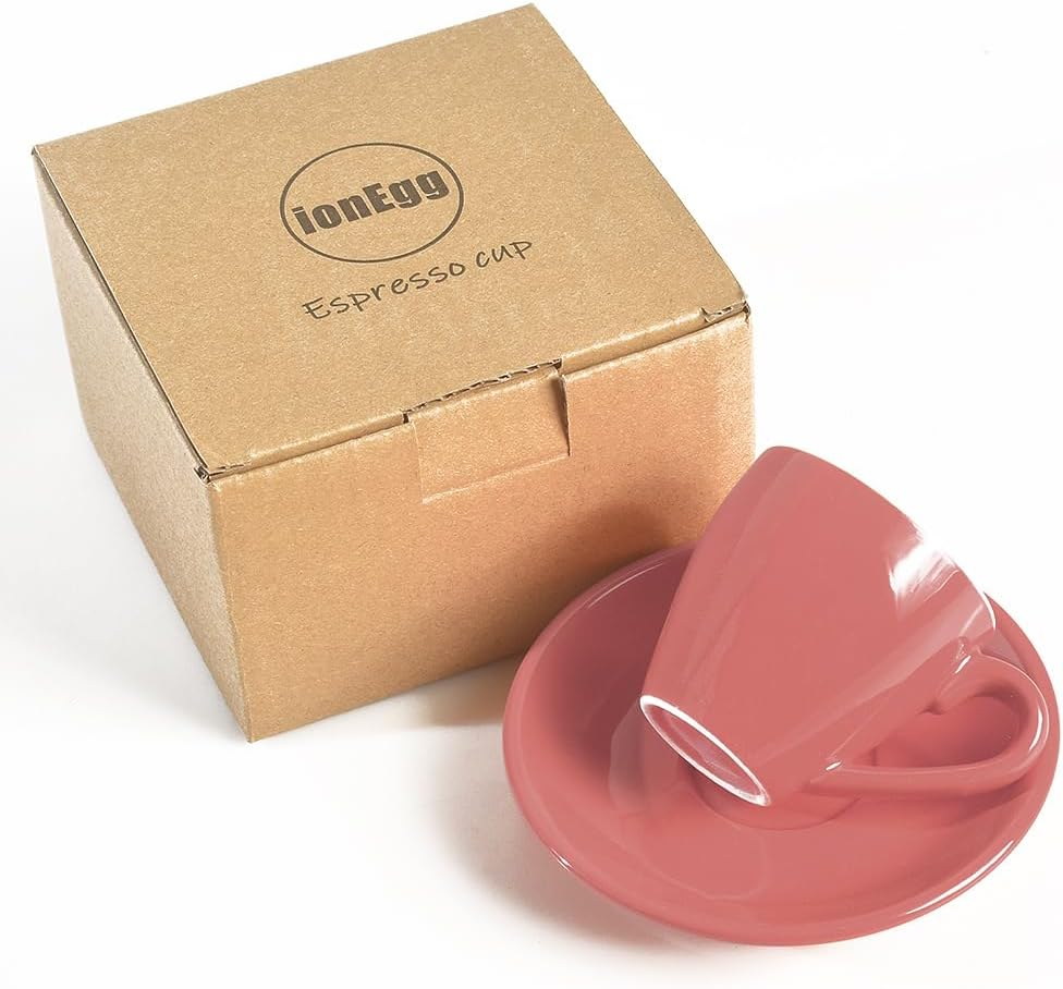 Ionegg Porcelain Espresso Cup with Saucer, Espresso Shot Cup, 80Ml/2.7Oz, Pink image number 3