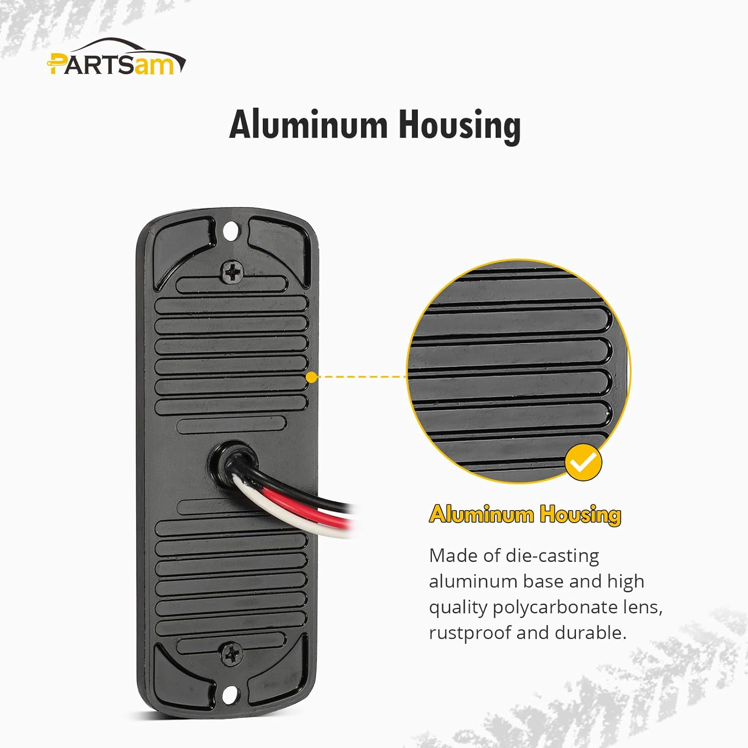 Partsam 2Pcs 4.4" White 24 LED Trailer Side Marker Clearance Lights, Aluminum Housing Surface Mount Reverse/Backup/Running Lights for Motorcycle Trailer Truck Tractor RV, IP67 Waterproof image number 3