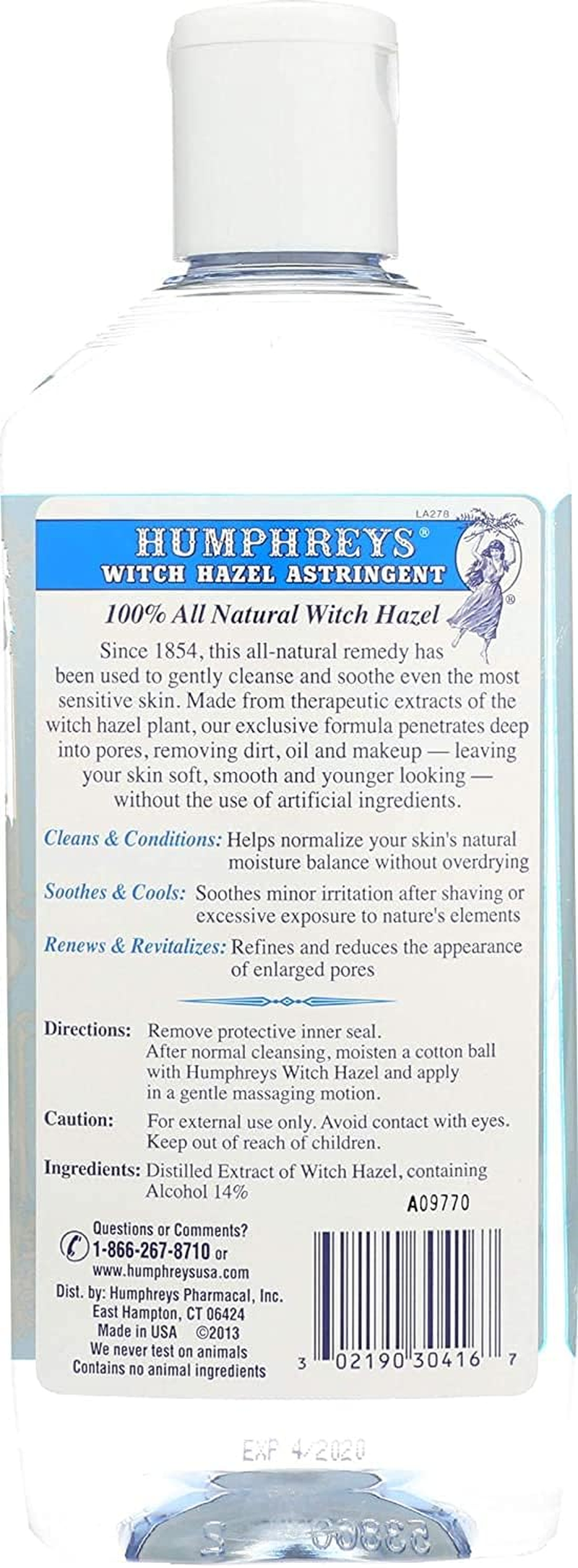 Humphrey'S Homeopathic Remedies Witch Hazel Astringent Gentle 8 Oz. image number 1