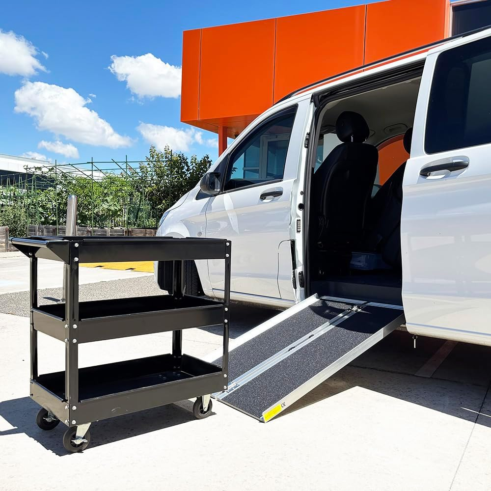 Single-Folding Aluminium Wheelchair Ramp 272Kg Rated Loading Portable Threshold Non-Slip (5Ft-(152Cm X 73.5Cm X 5Cm)) image number 4