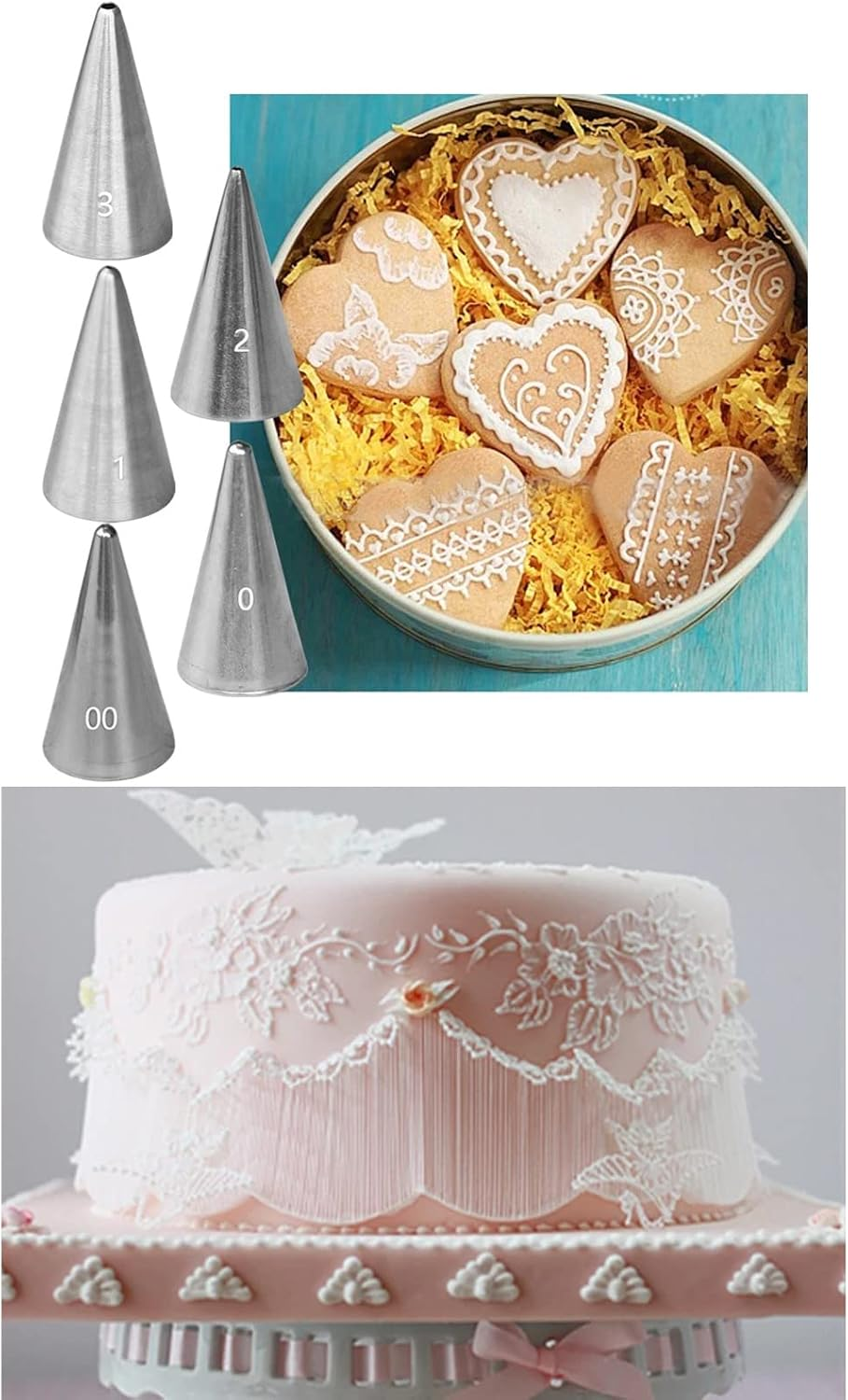 Royal Icing Piping Nozzle for Writing,Pastry Nozzle round for Cookie Cake Cupcake Decorating,5 Pcs - A image number 6