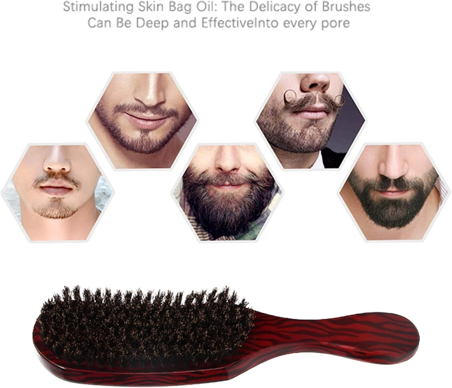 WADY Bristle Hair Brush and Professional Massage Comb,Slick Back Hair Brush, Stiff Bristles Hairbrush for Beard Styling,Hair Brush for Men and Women,For Detangling,Smoothing,Wave Styles,Soft on Scalp image number 3