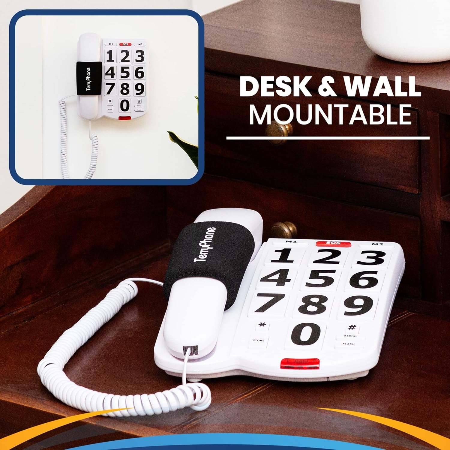 Big Button Phone for Seniors - Corded Landline Telephone - Large Buttons and One-Touch Dialling for Visually Impaired - 80 Db Amplified Ringer for Hearing Impaired, Ergonomic Non-Slip Grip image number 1