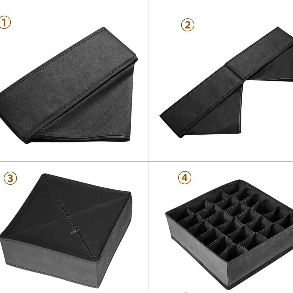 3 Pack Foldable Drawer Organizer Dividers for Clothes, Socks, Underwear, and Bras &ndash; Fabric Closet Storage Bins for Dresser, Nursery, or Wardrobe Organization