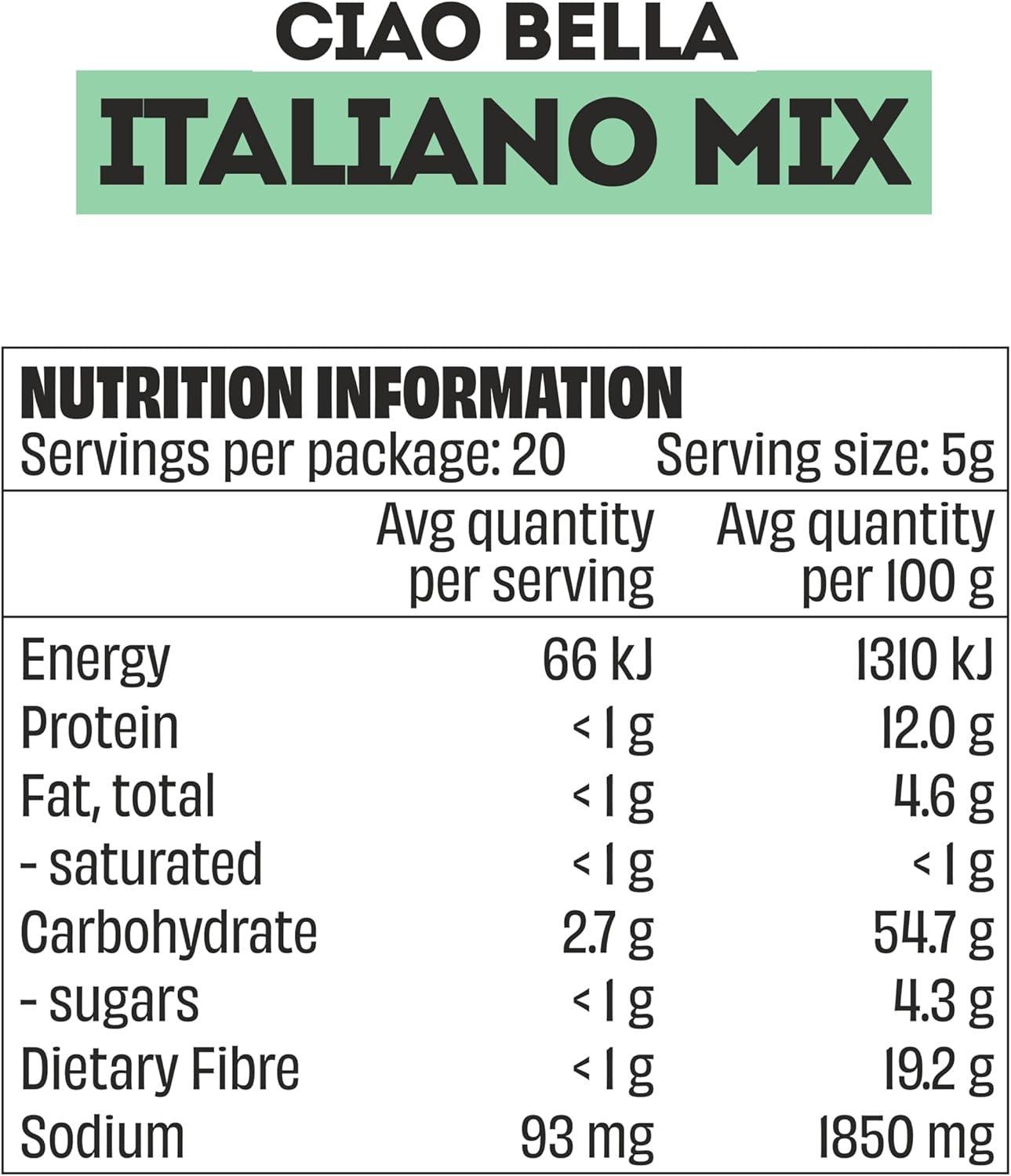 Mingle Seasoning No Nasties Mambo Italiano Mix Seasoning image number 2
