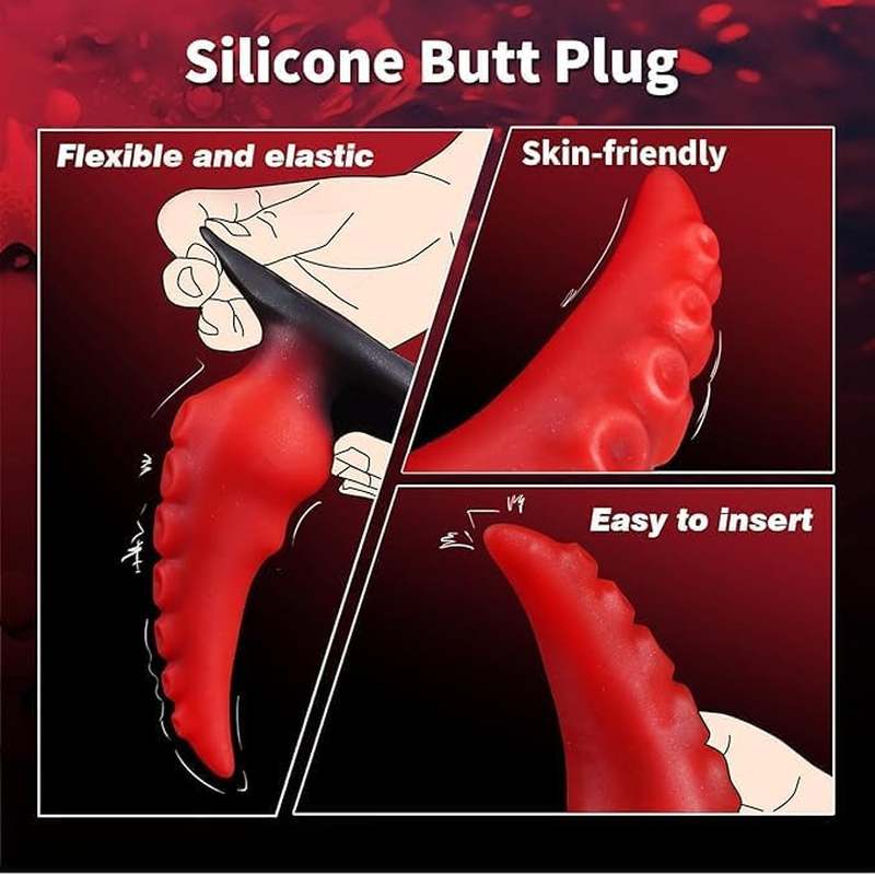 6.3 Inches Large Butt Plug, Huge Anal Plug, Tentacle Butt Plug, Prostate Massager, Monster Dildo, Gurved Red Big Anal Stretcher Trainer for Men Women Couple Gay image number 2