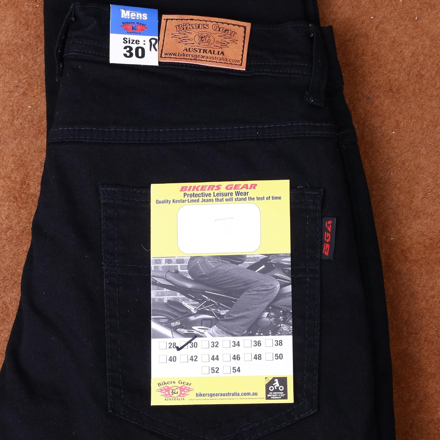 Bikers Gear Australia Classic Cut Kevlar Lined Protective Motorcycle Trouser Kevlar Jeans with Removable CE1621-1 Armour image number 6