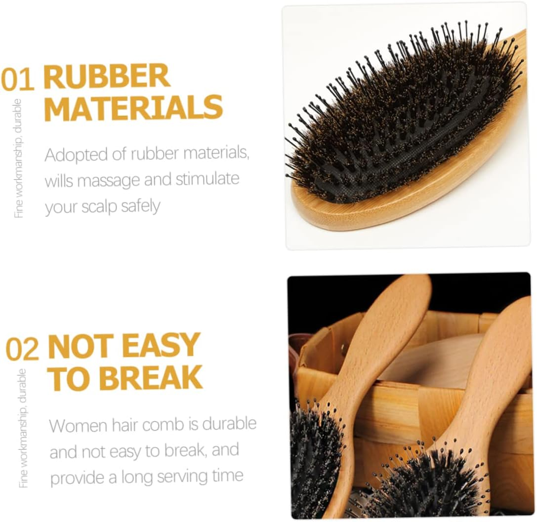 MOTHNUR Boar Bristle Hair Brush for Women Paddle Comb Detangling and Styling Brush for Thick Hair