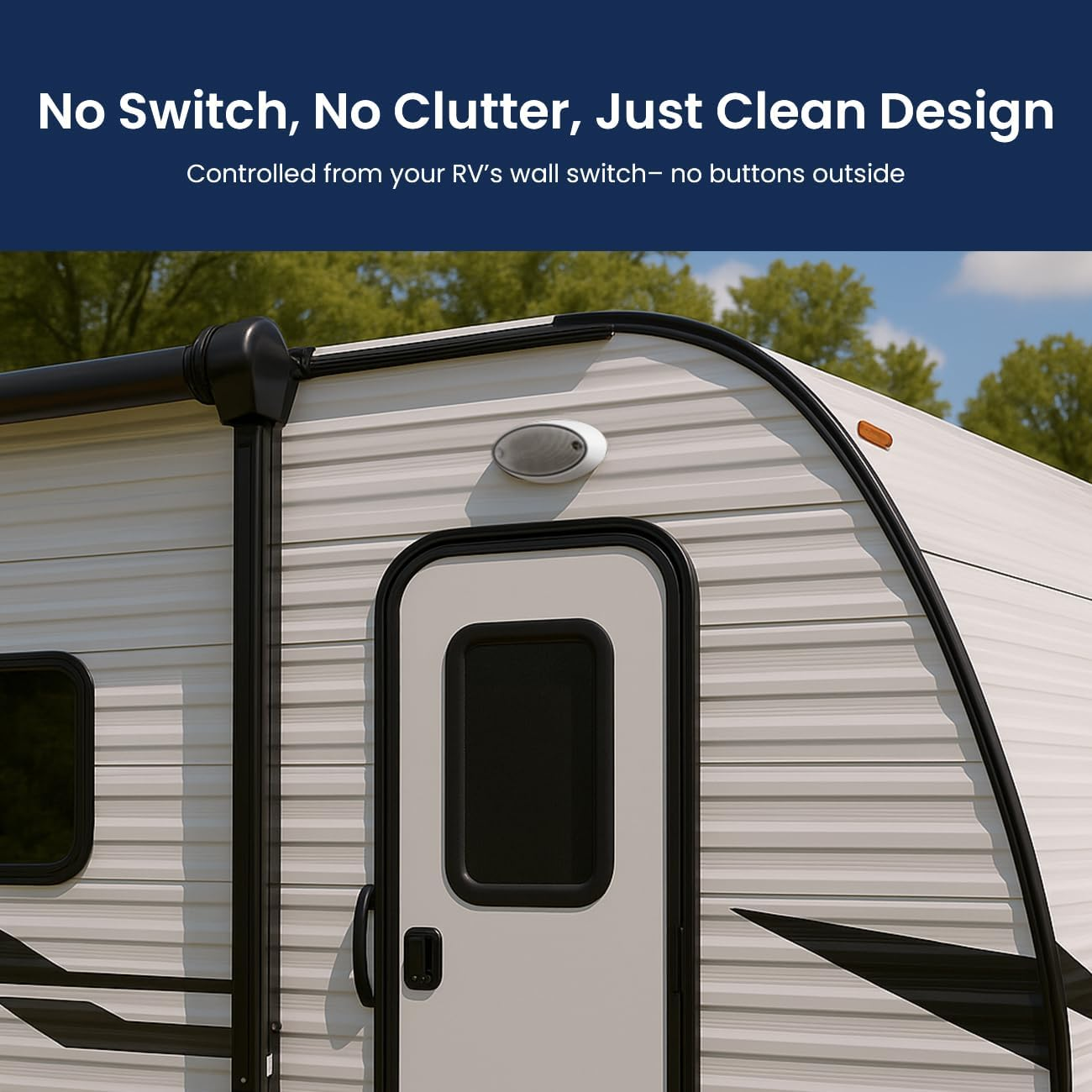 Safoner Aluminum LED RV Porch Light Exterior Oval- 1400LM Bright White & Amber Switchable Lighting, IP67 Waterproof Exterior Fixture- 12V Outdoor Light for Travel Trailer, Camper, Motorhome (White) - Black image number 6