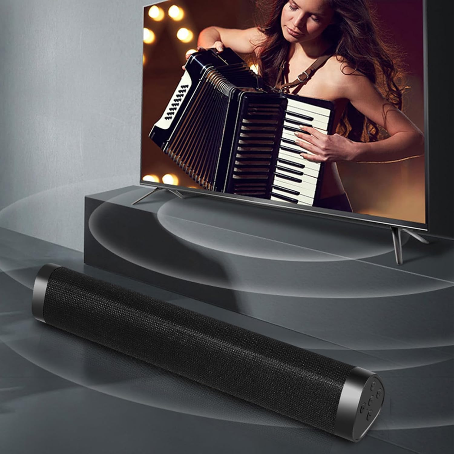 Generic Black Wireless Subwoofer Soundbar Surround Stereo Speaker, Advanced Technology, Long Battery Life for Home Party ABS, Fabric