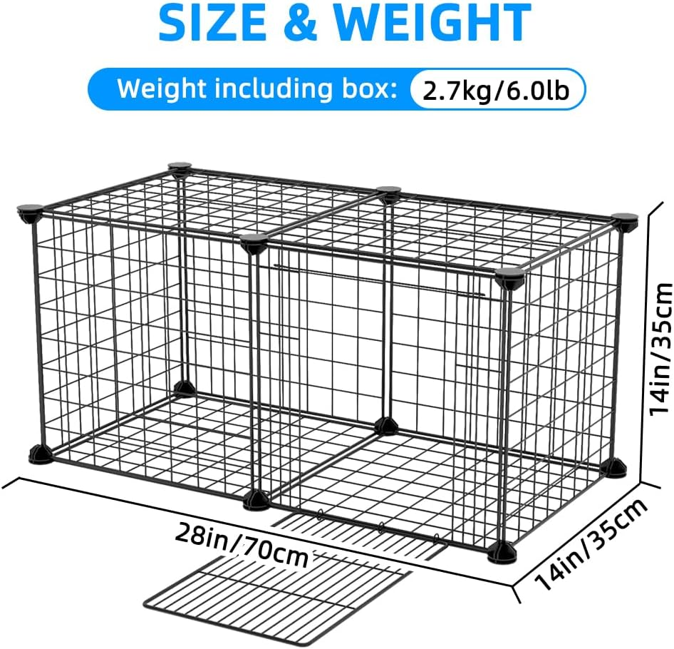 Small Animal Cage,Portable Metal Wire Mesh Outdoor & Indoor Pet House Cage with Tray Exercise Place Crate for Kitty,Puppy,Rabbits,Guinea Pig and Small Animals (Black, 1 Door) image number 3