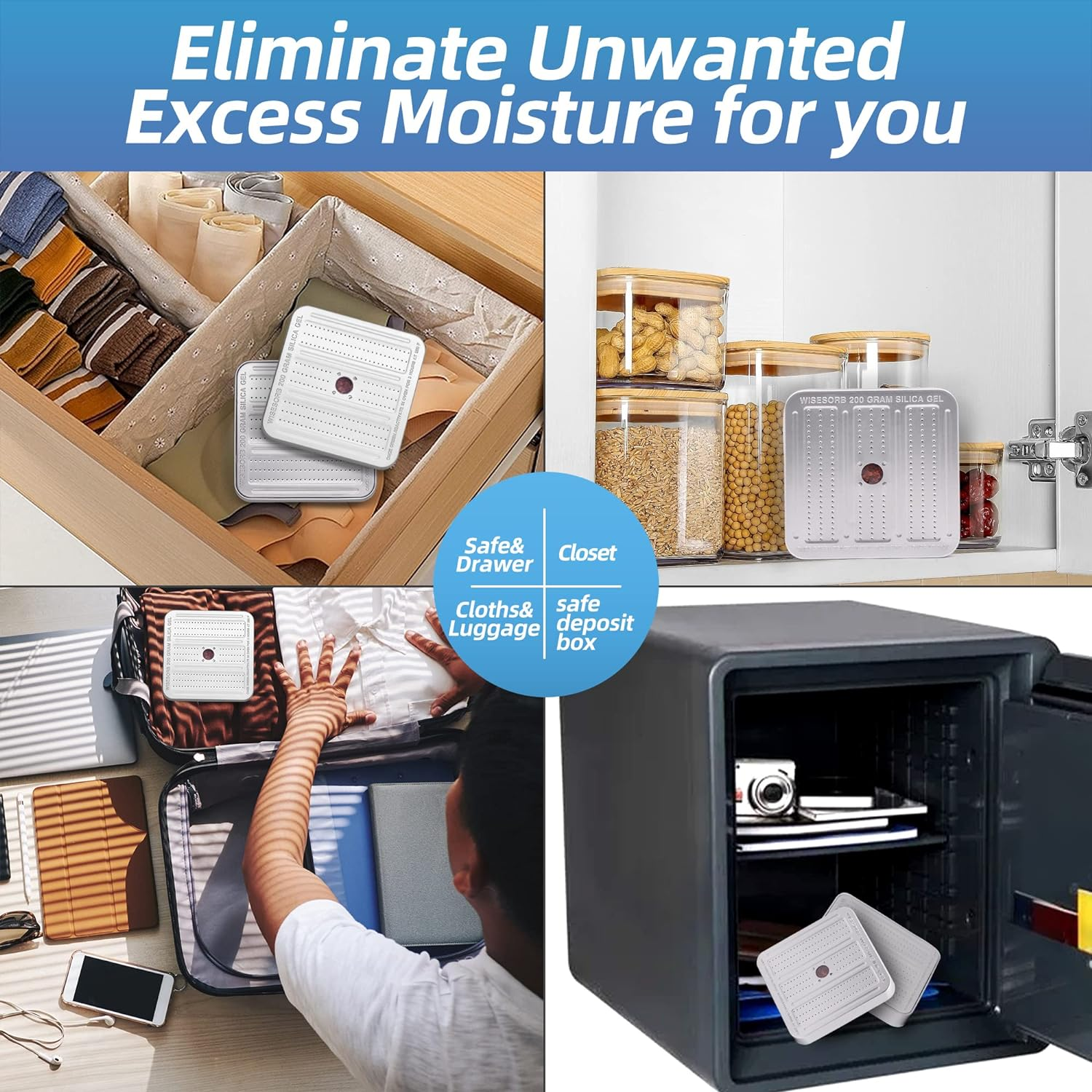 Wisesorb 200 Gram 5 Packs Gun Safe Dehumidifier, Reusable Silica Gel Dehumidifier, Indicating Silica Gel Desiccant Canister (Orange to Green) image number 1