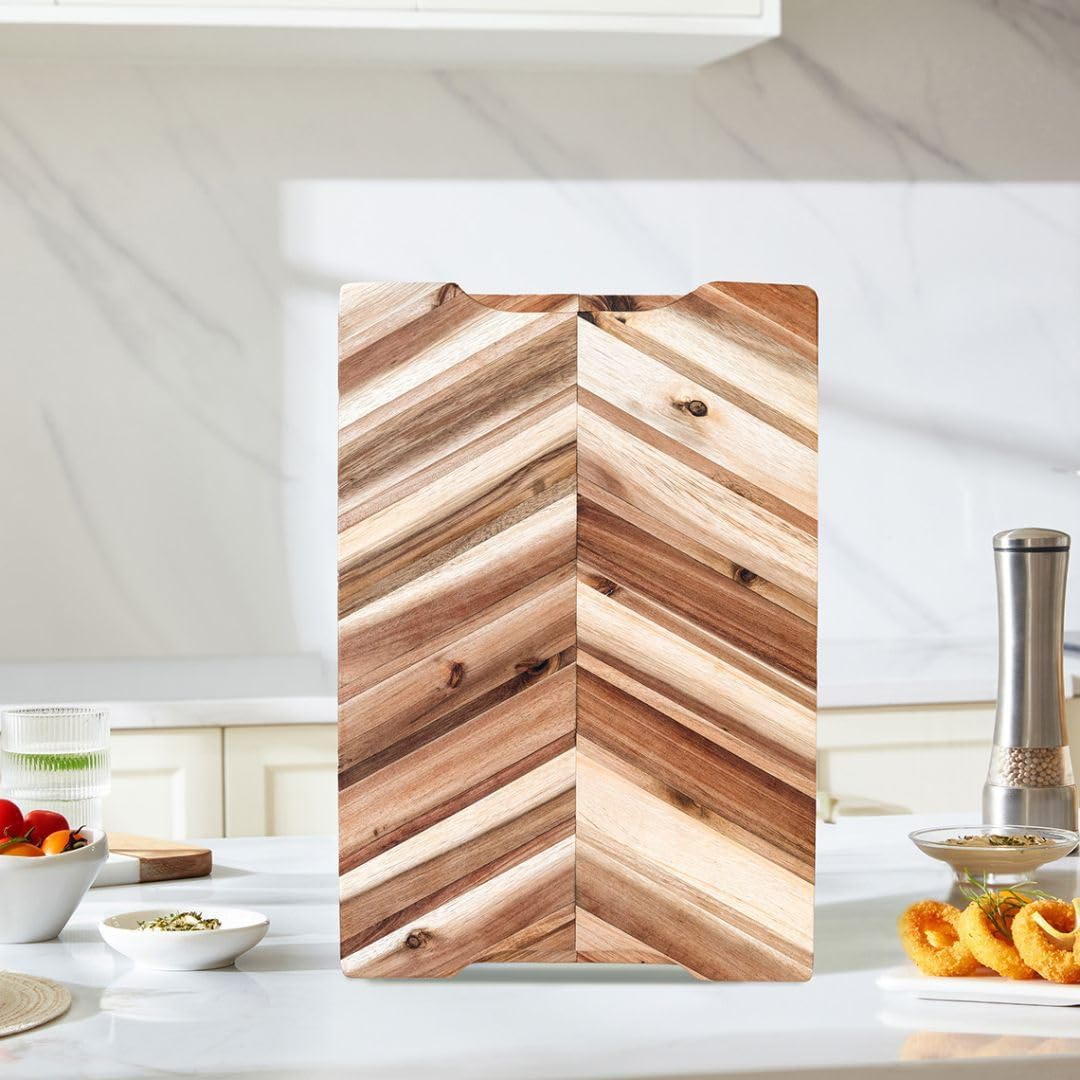 WOODECOR 45X30X3.8Cm End Grain Acacia Wood Chopping Board - Solid Timber Butcher Block for Kitchen, Non-Toxic & Knife-Friendly, Perfect for Housewarming