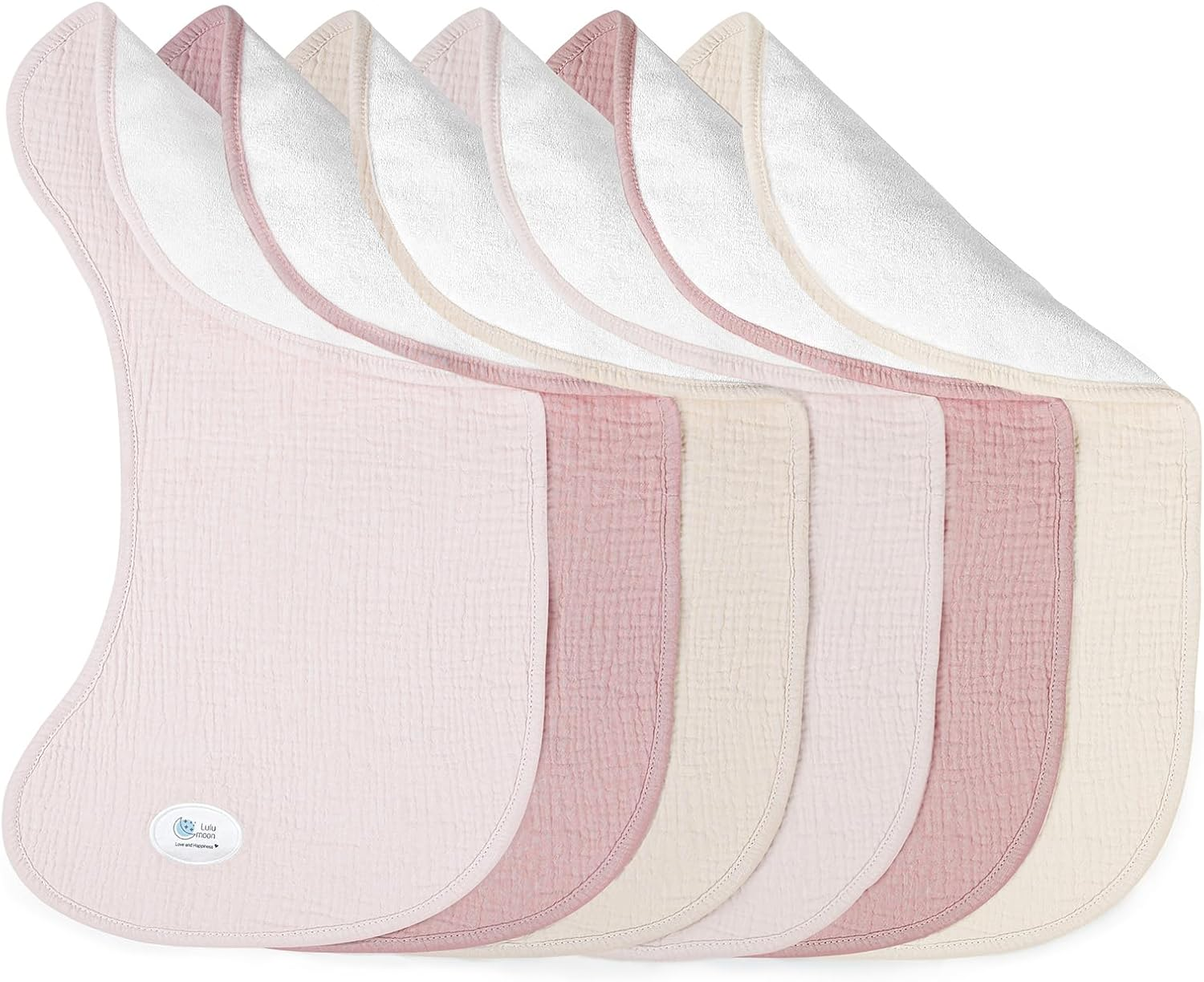 Lulumoon Muslin Burp Cloths for Babies: 100% Soft Cotton Large Burping Cloths - Neutral Baby Burp Rags for Boy and Girl - Absorbent Burp Cloth for Spit-Ups 6 Pack