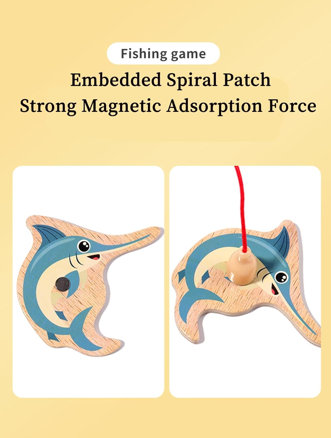 Magnetic Fishing Game Toddler, Wooden Magnetic Fishing Toys, Easy Play Wooden Fishing Toy for Toddlers & Kids, Homeschool Sight Word Educational Toy for Age of 3,4,5,6 Year Old Kids, Boys & Girls (A) image number 2