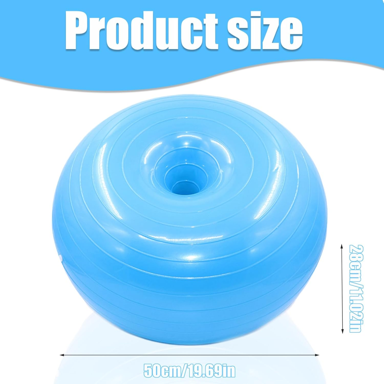 20 Inch Fitness Ball Inflatable Doughnut Exercise Stability Ball Anti-Burst Donut with Inflator Blue image number 1