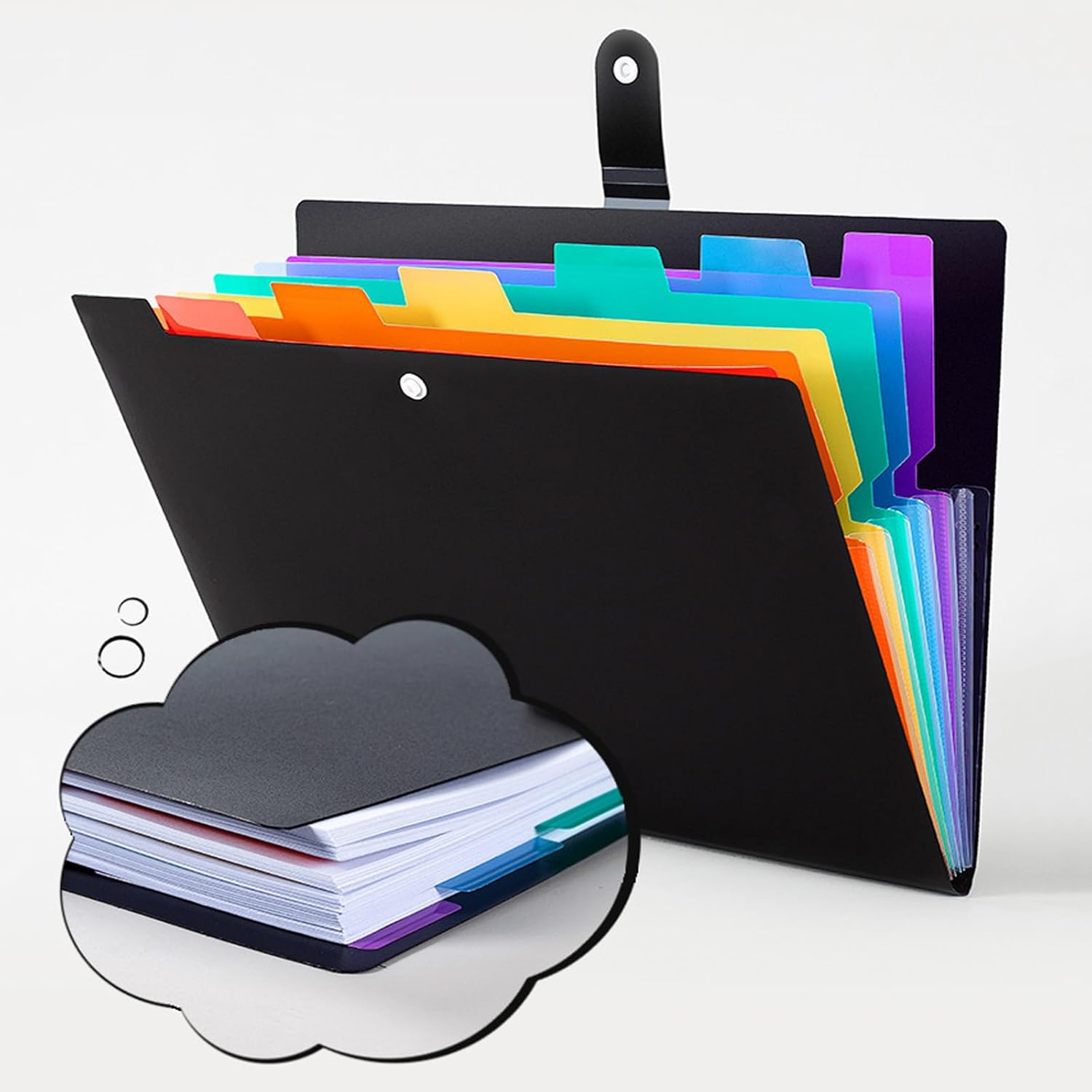 2 Pcs Expanding File Folder with Tabs,7 Pockets Letter A4 Paper Size Accordion Filing Folder Organizer with Sticker Tabs Plastic Important Document Holder for School Home Office image number 5