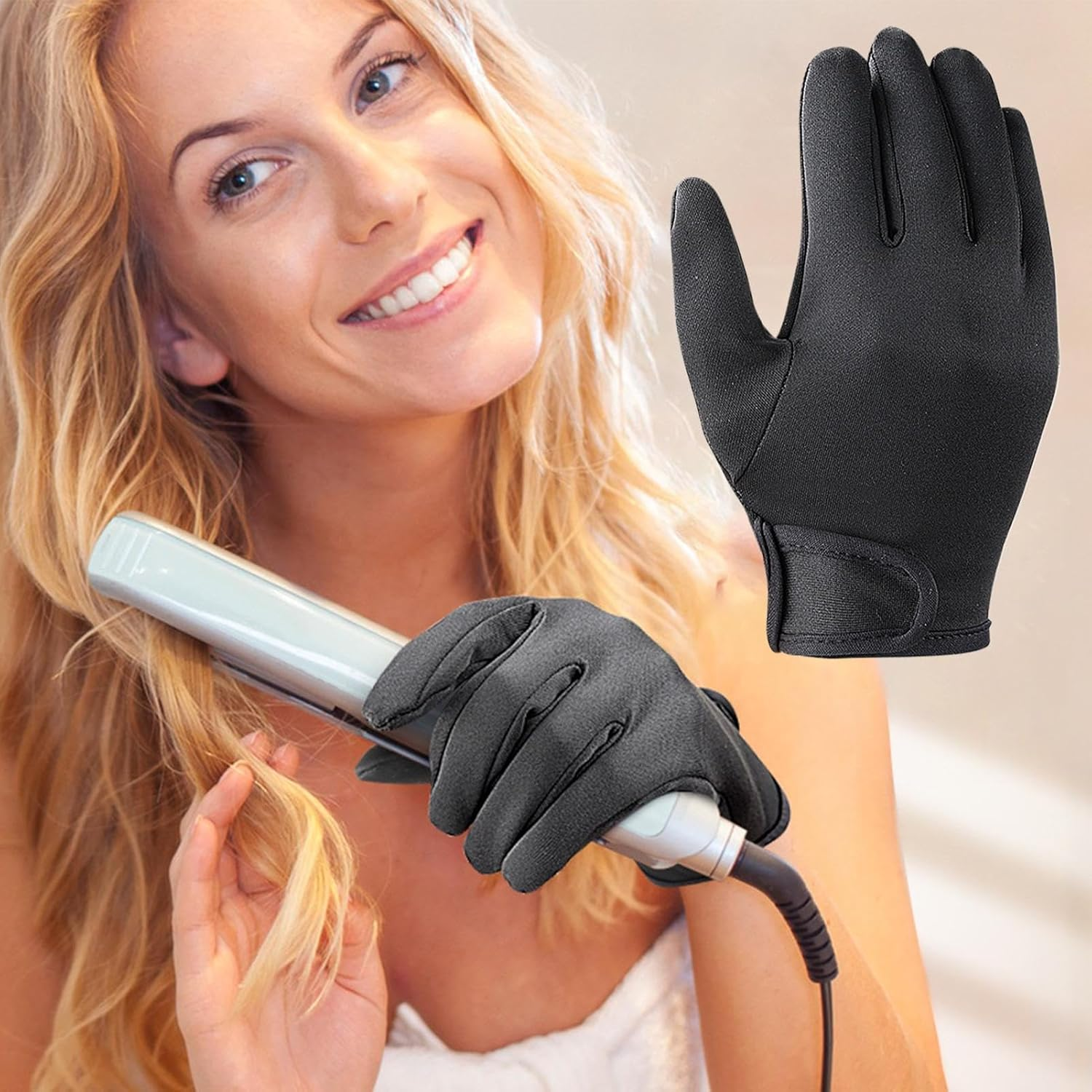 Hair Styling Gloves - Professional Heat Gloves for Hair Styling | Heat Resistant Heat Protection Glove, Reusable Thermal Hairs Mitten Thick Non-Slip Household Supplies for Hair Styling image number 3