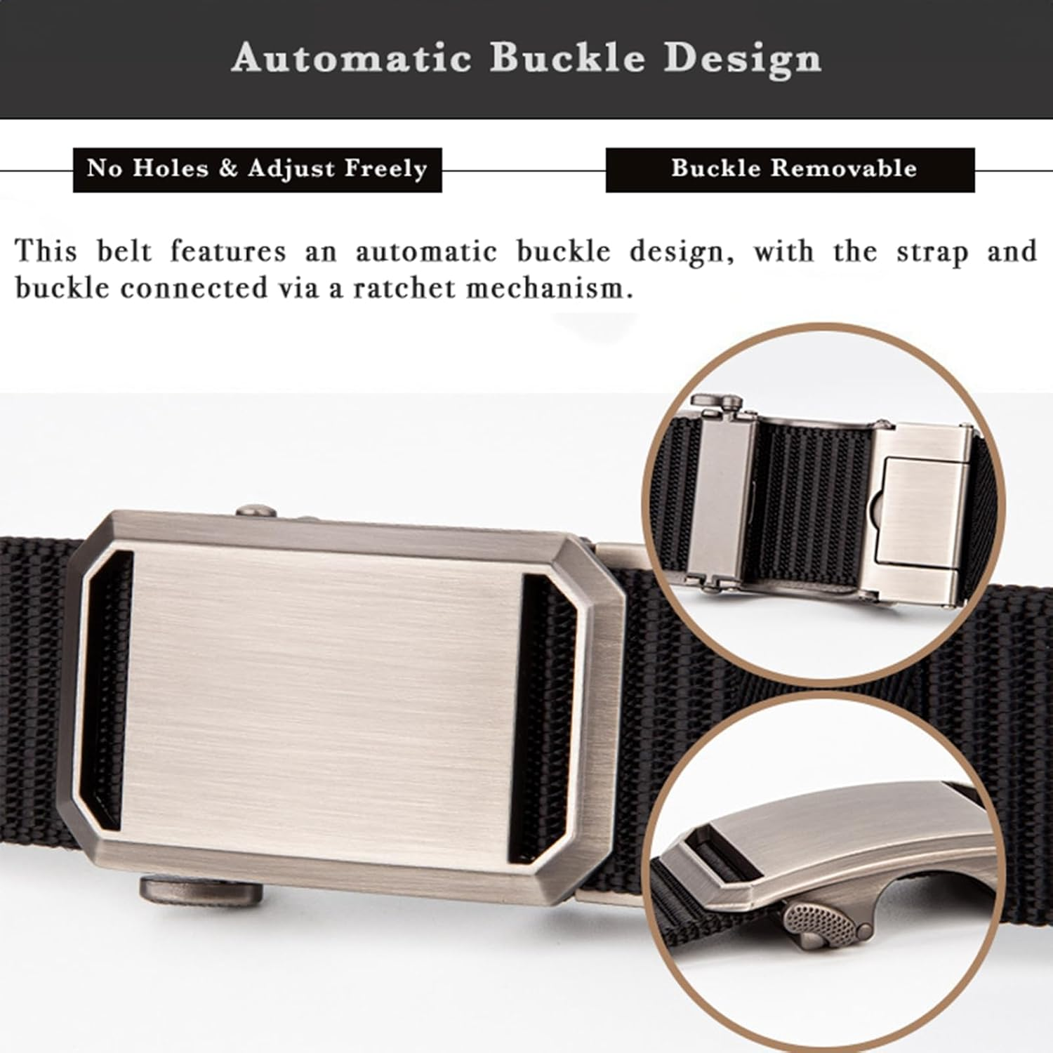 Men'S Elastic Nylon Belt with Heavy-Duty Automatic Metal Buckle, Quick-Dry Adjustable Cut-To-Fit Belt for Business & Casual, 130Cm Length, Fits 70-117Cm Waist
