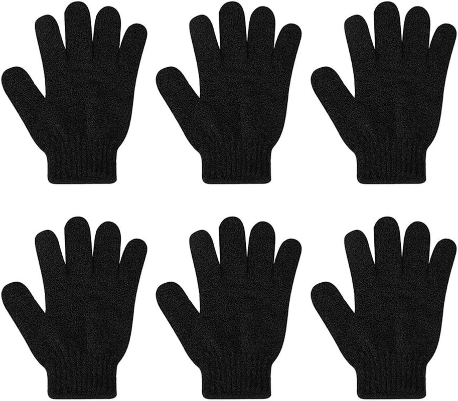 Amagogo 3 Pair Nylon Bath Shower Exfoliating Scrubber Gloves for Women Men - Black image number 3