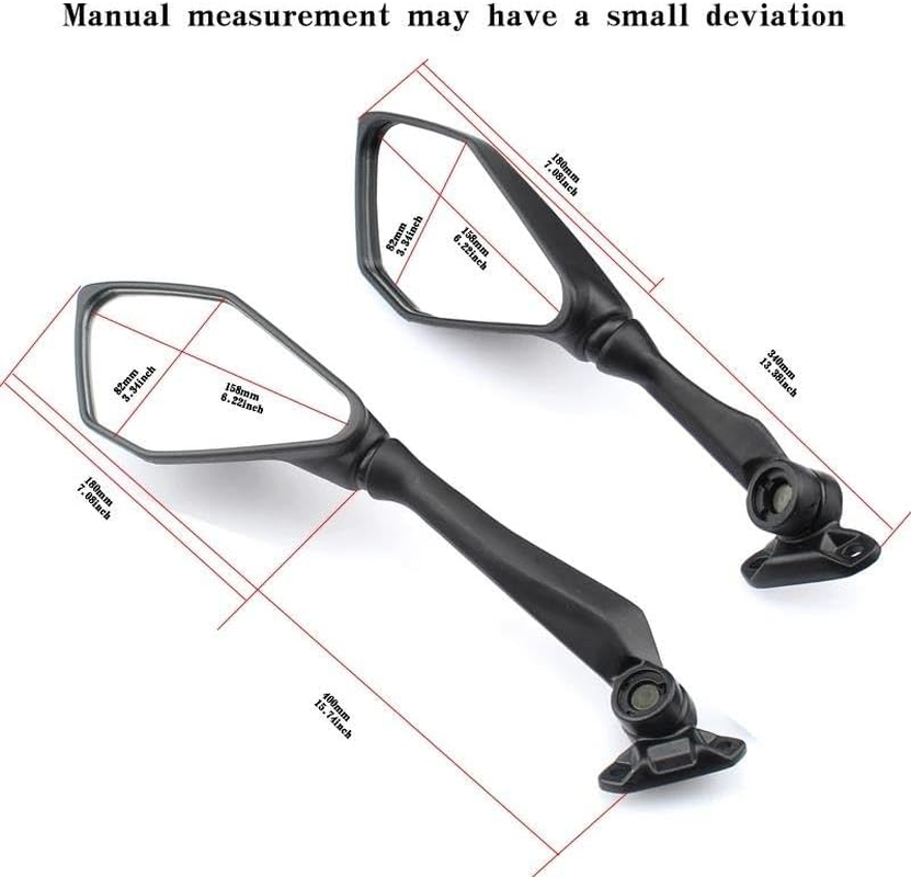 Motorcycle Mirrors Motorcycle Rearview Mirrors for Kawasaki for Ninja 125 250 250R 300 400 650 1000 H2 H2R for Ninja for ZX6R for ZX10R Side Mirrors Rear View(Long Lens) image number 3