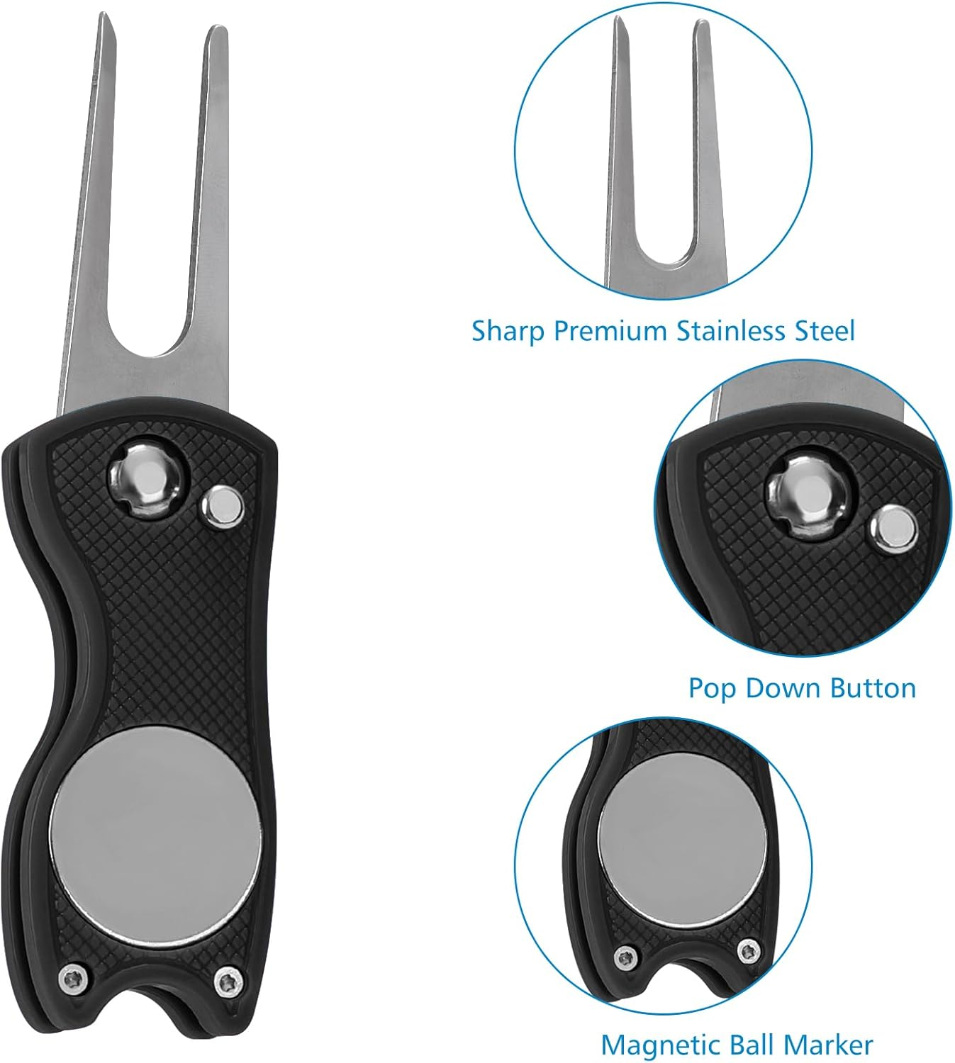 3 in 1 Golf Cleaning Kit, Microfiber Golf Towel with Carabiner, Club Club Brush, Golf Divot Repair Tool with Ball Marker, Ideal Golf Accessories image number 5