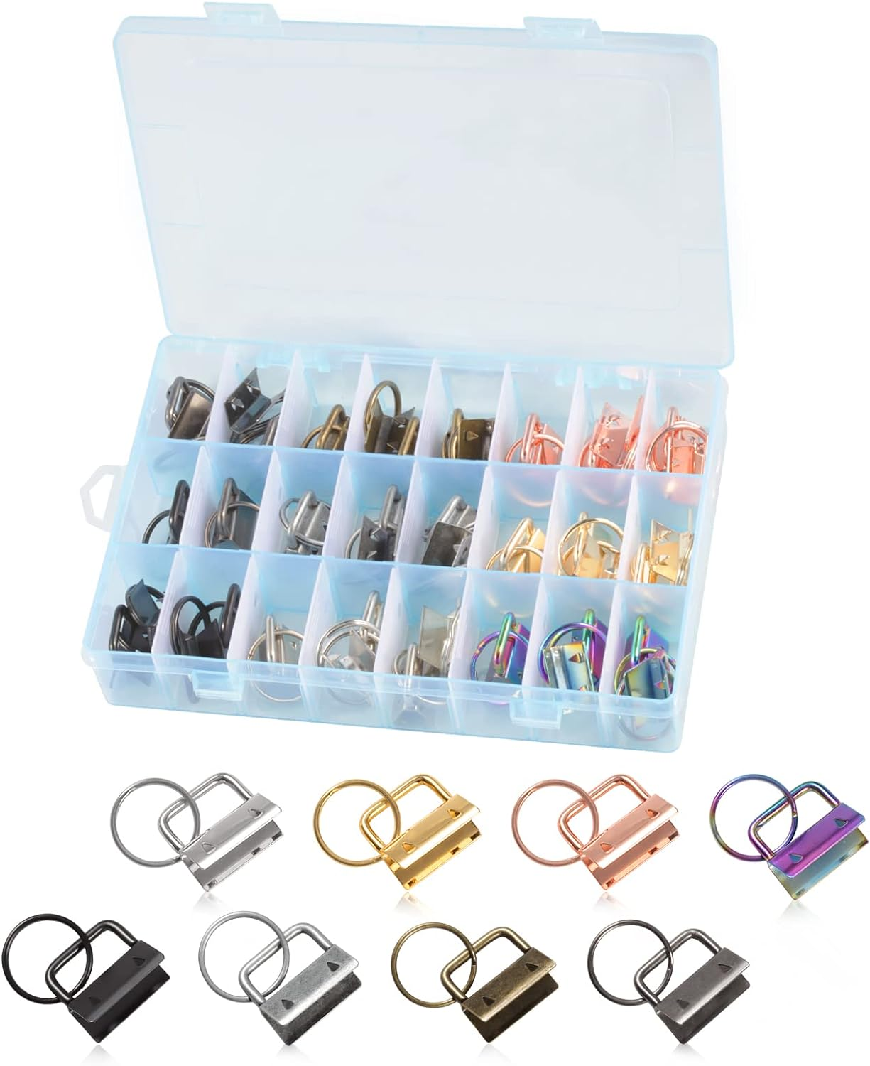 Key Fob Hardware Set 8 Colors Keychain Fob Hardware Kit for Wristlet Keychain, Key Lanyard and Key Chain Making image number 5