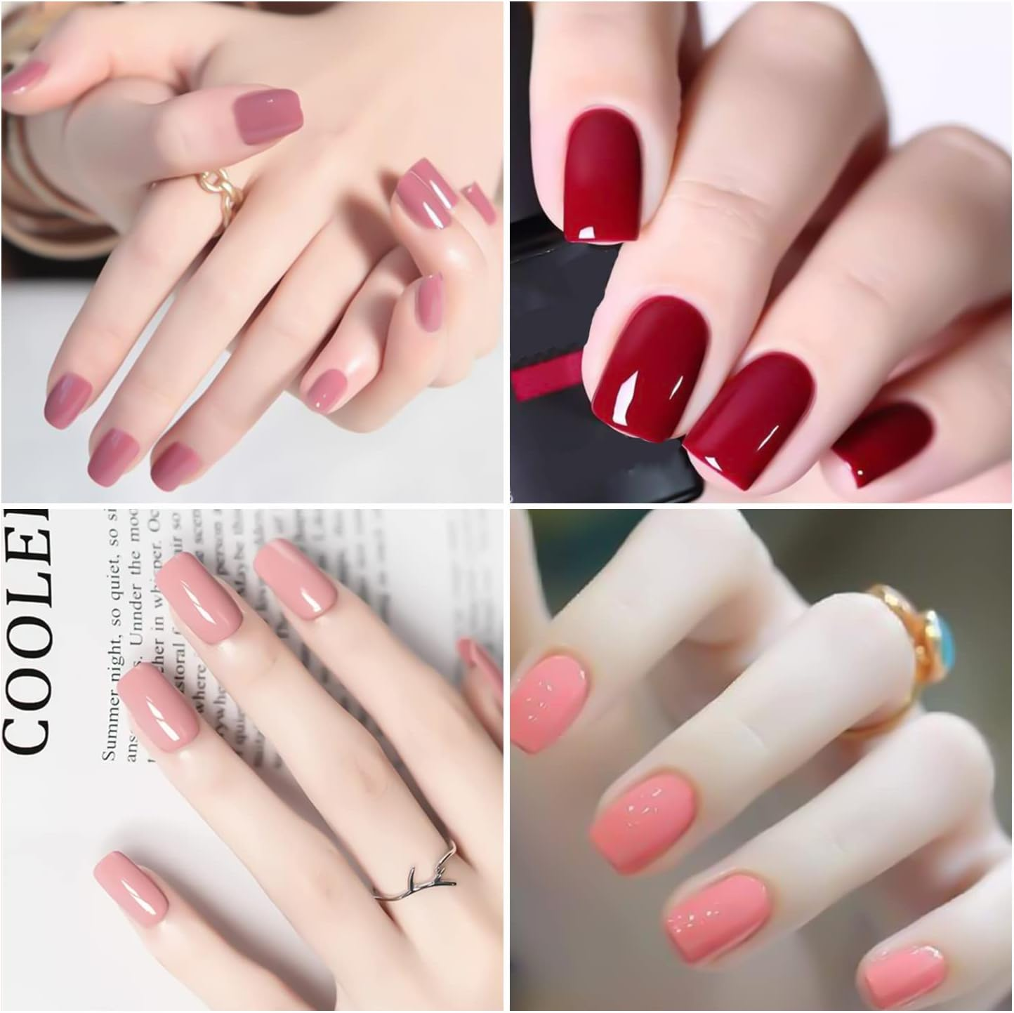 DANNEASY 16 Sheets Nail Wraps for Women Nail Polish Strips Solid Color Self Adhesive Sticker Nails Acrylic Nail Art Accessories with 1Pc File, Cuticle Stick (Pink Red) image number 2